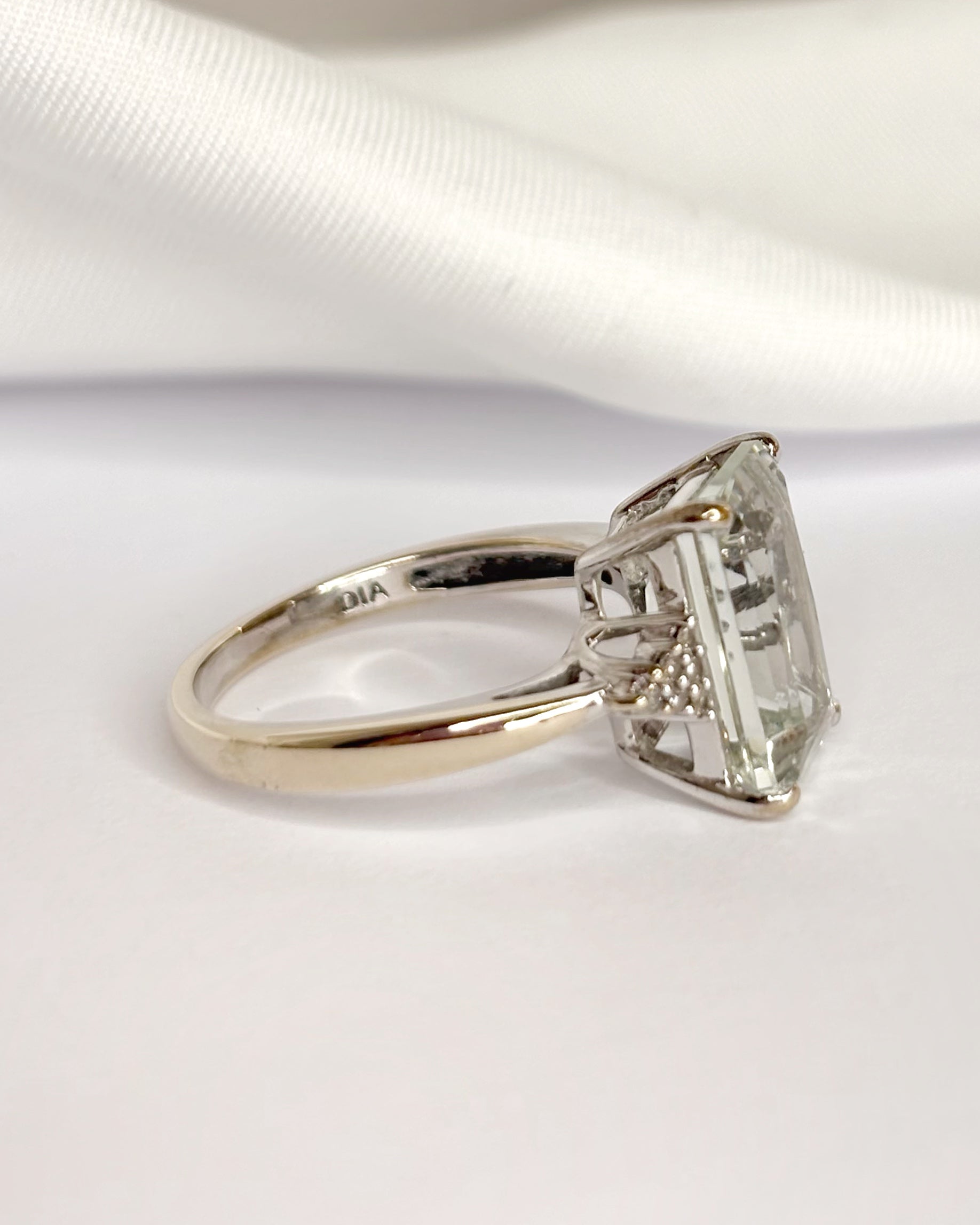 Bague Trilogie Cocktail Prasiolite 4.25 carats & Diamants "Lina"