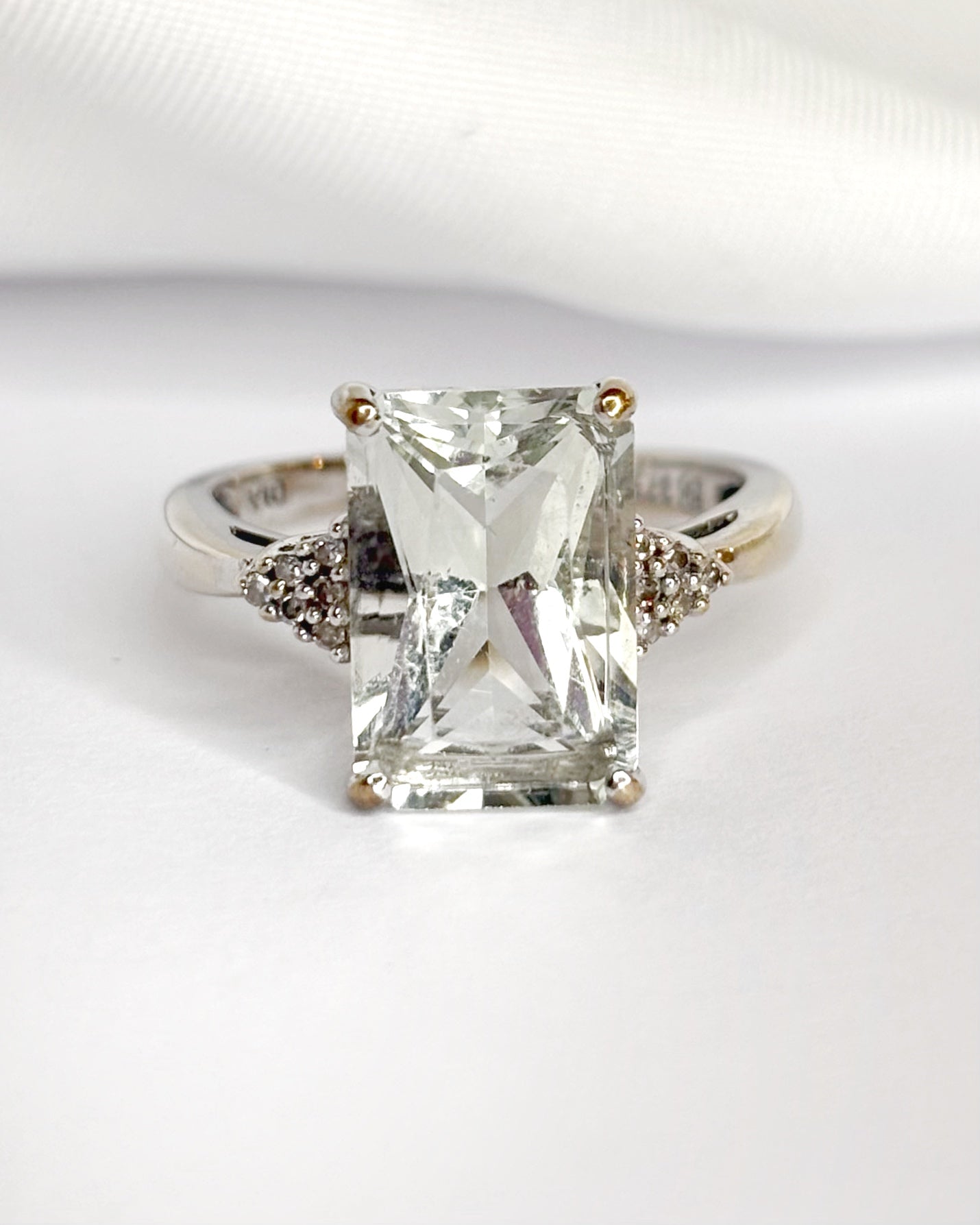 Bague Trilogie Cocktail Prasiolite 4.25 carats & Diamants "Lina"