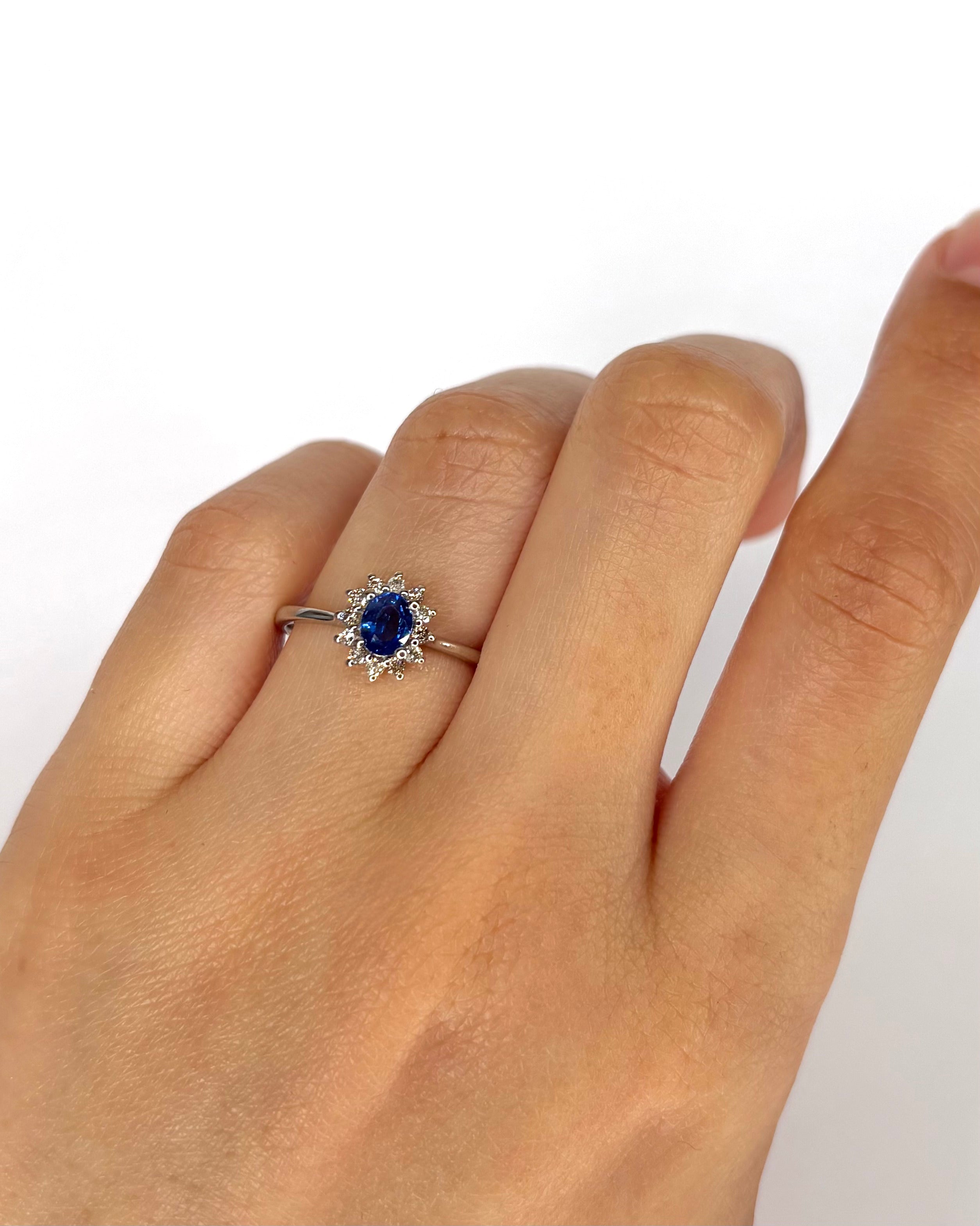 Bague Marguerite Saphir 0.50 carat & Diamants 0.24 carat "Céline"