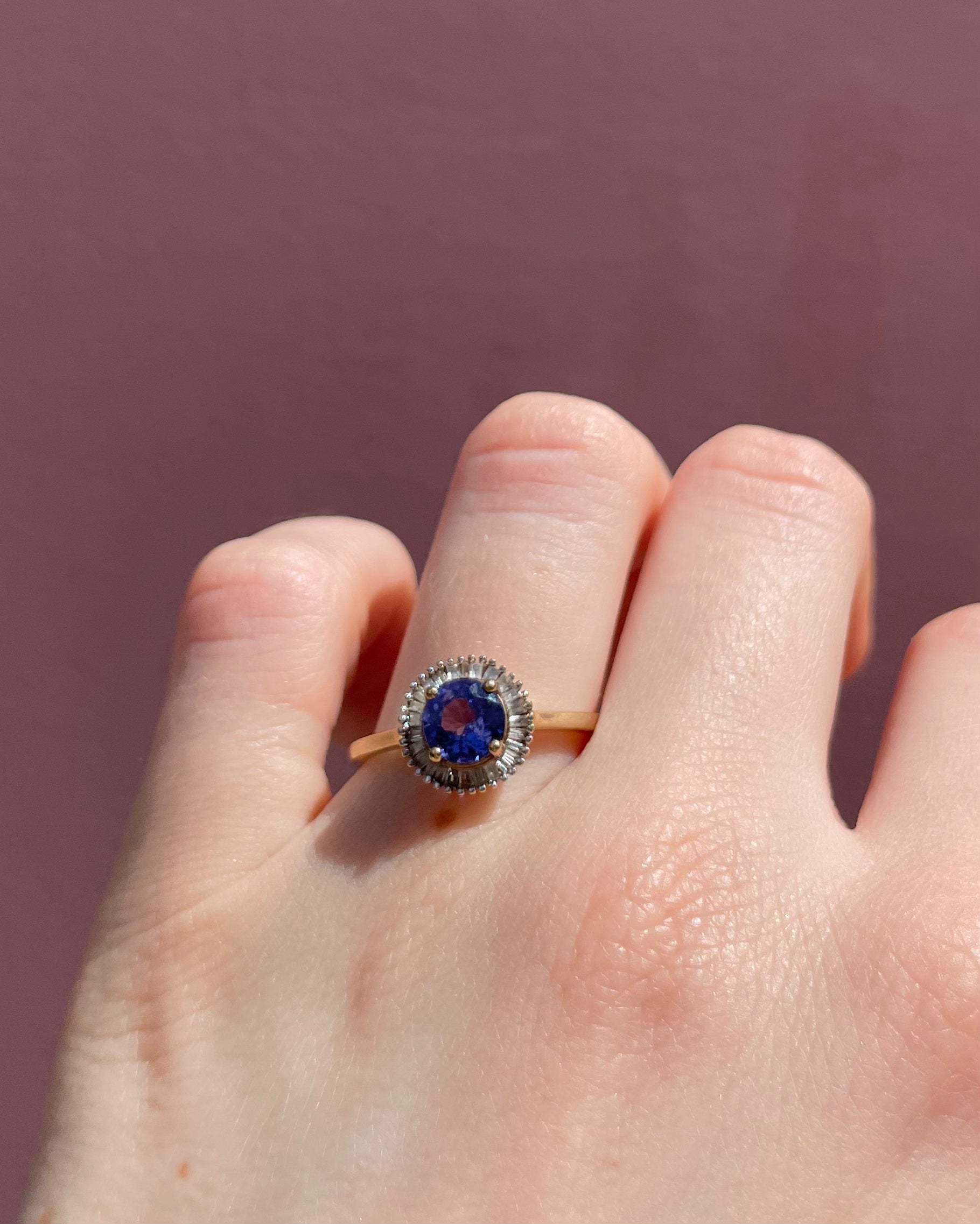 Bague Marguerite Tanzanite & Diamants baguette "Lelia"