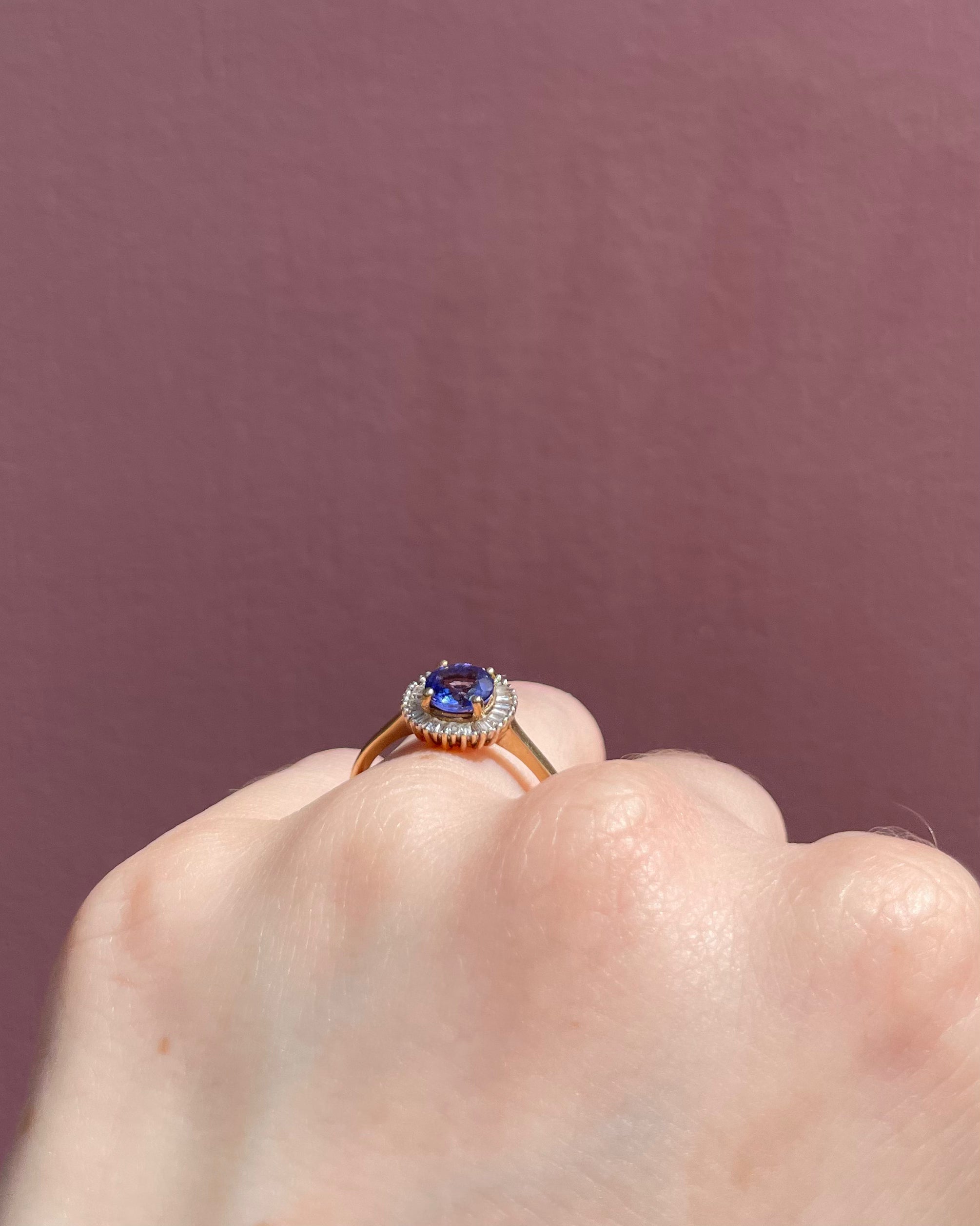 Bague Marguerite Tanzanite & Diamants baguette "Lelia"