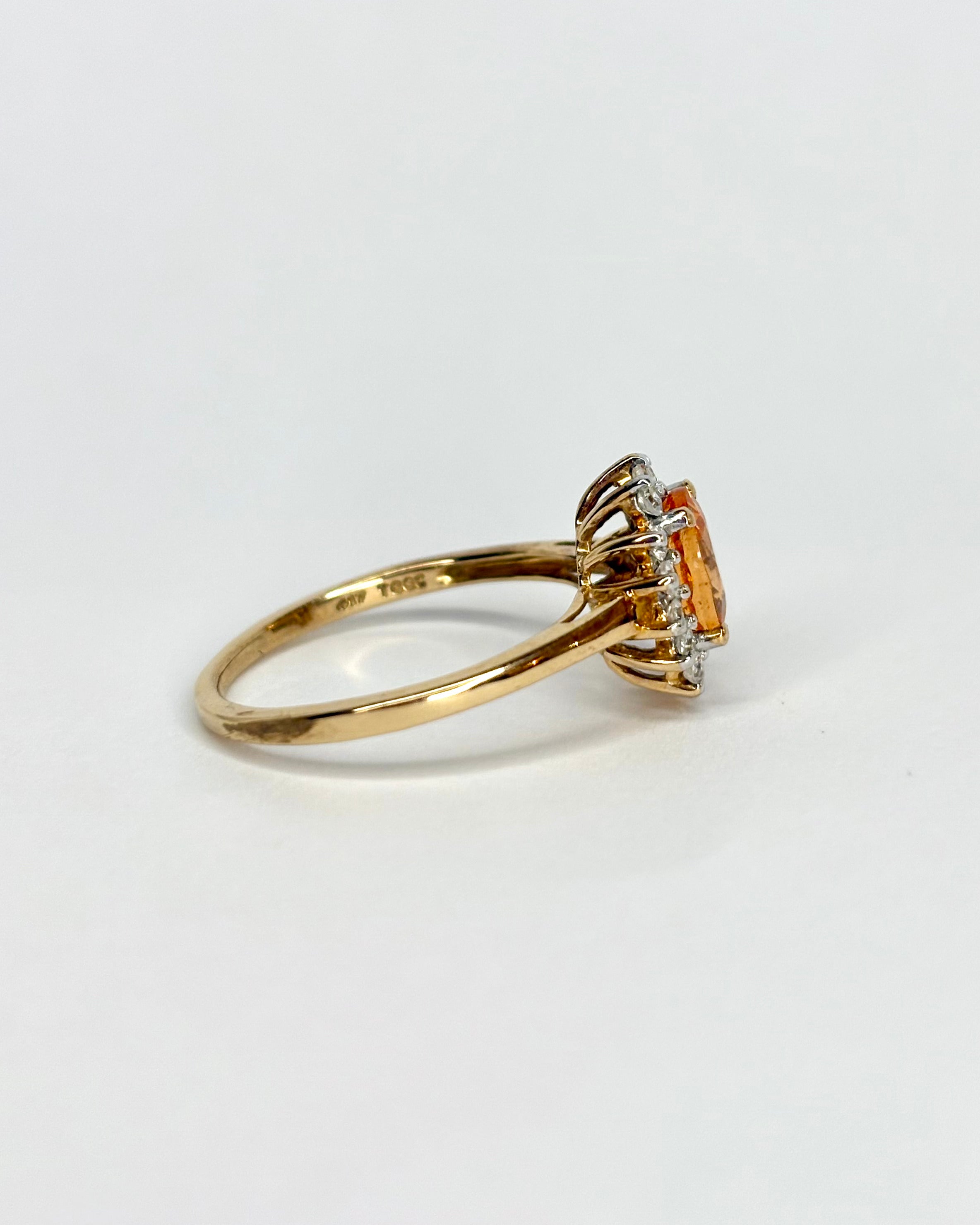 Bague Marguerite Grenat Hessonite 1.40 carat & 14 Topazes Blanches "Orlane"