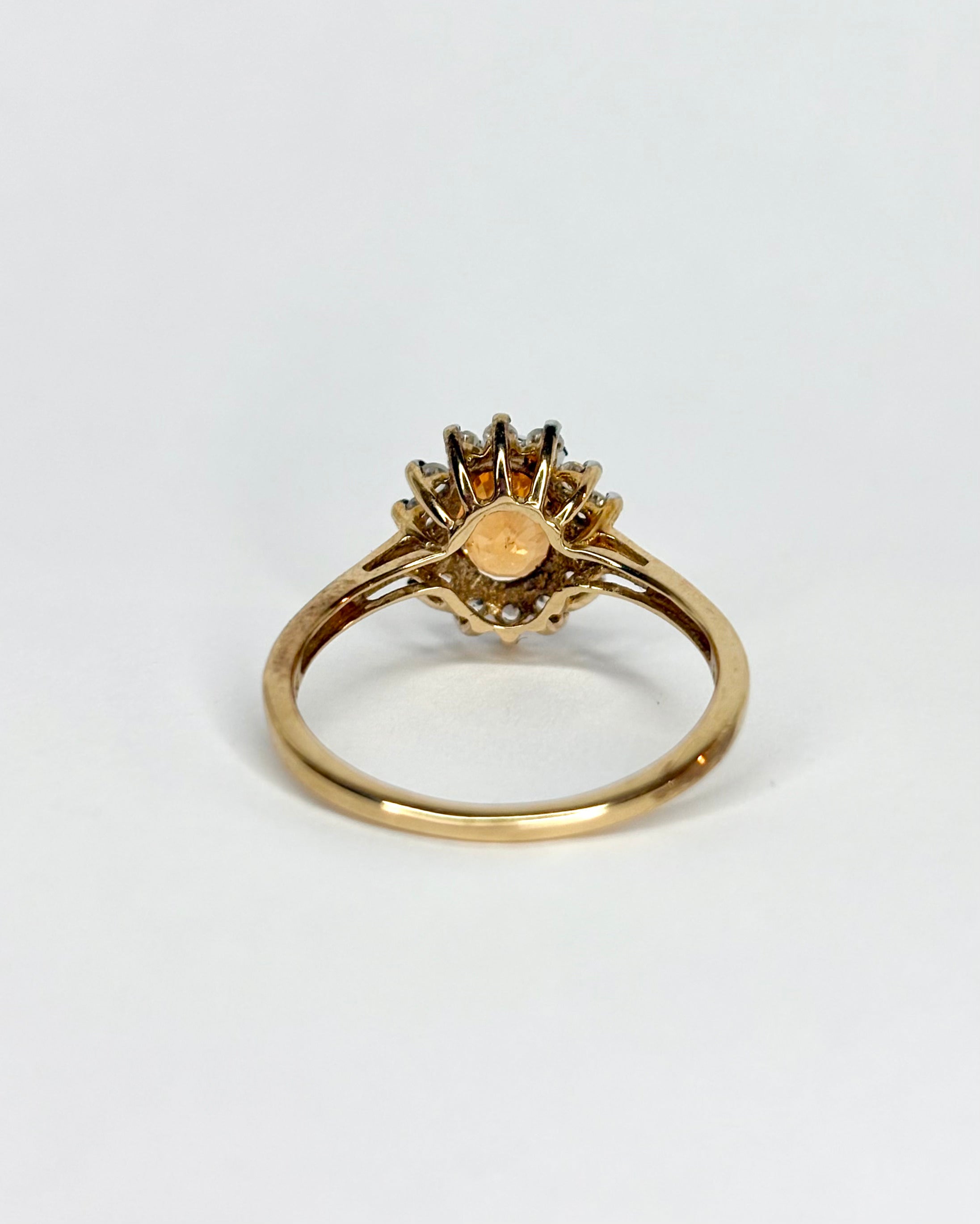 Bague Marguerite Grenat Hessonite 1.40 carat & 14 Topazes Blanches "Orlane"