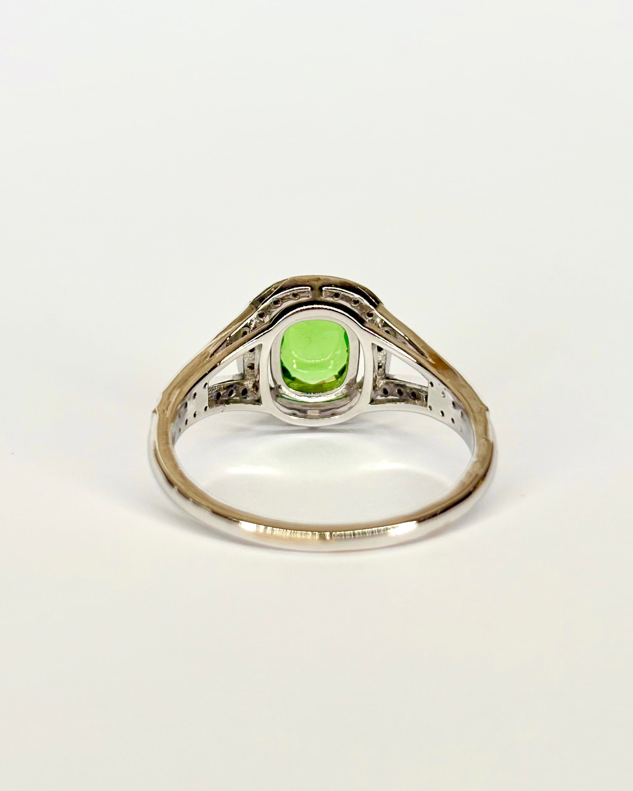 Marguerite Ring Garnet Green Tsavorite 0.90 ct & 54 Diamonds "Juliette"