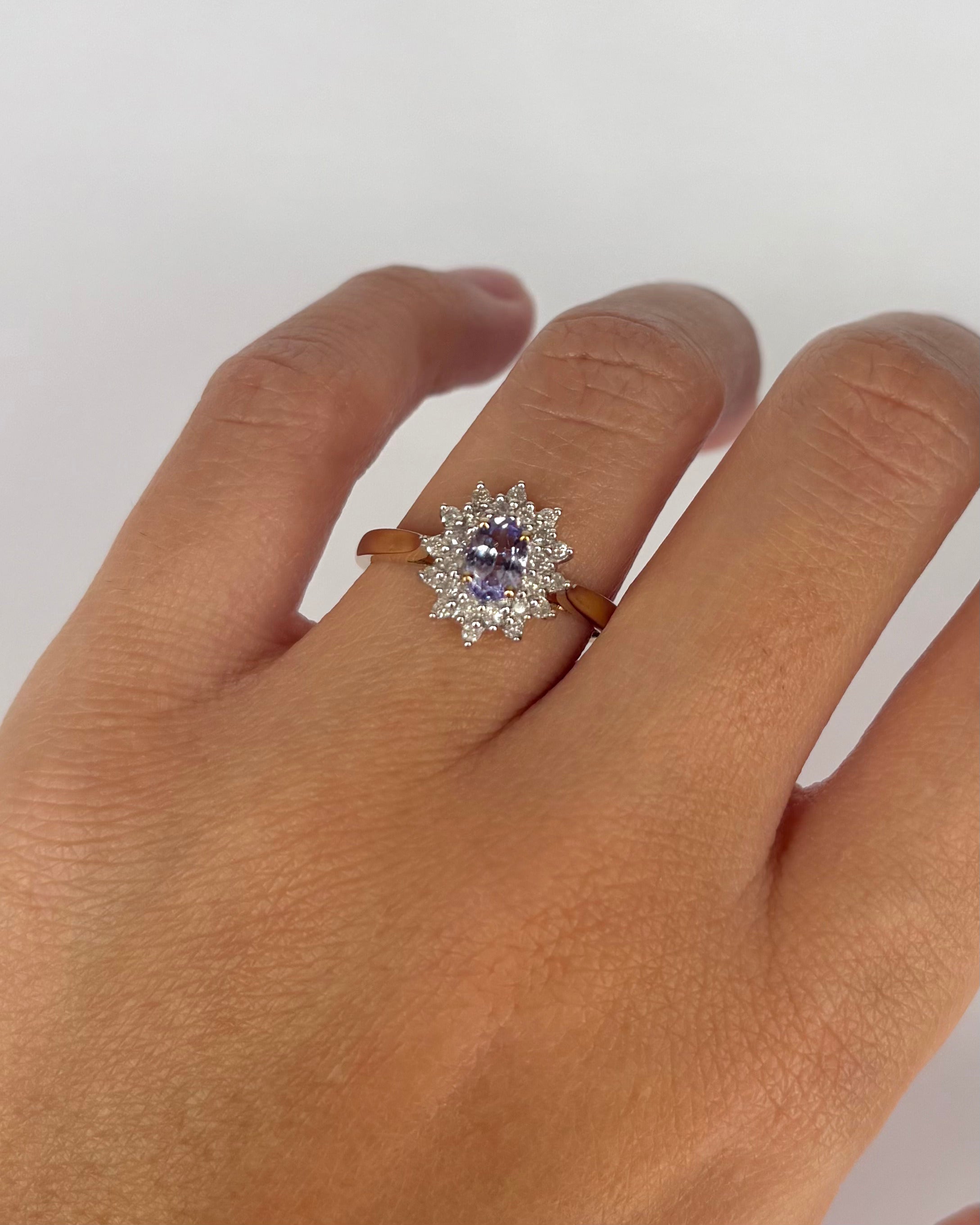 Bague Marguerite Tanzanite 0.45 ct & 24 Diamants "Anaya"