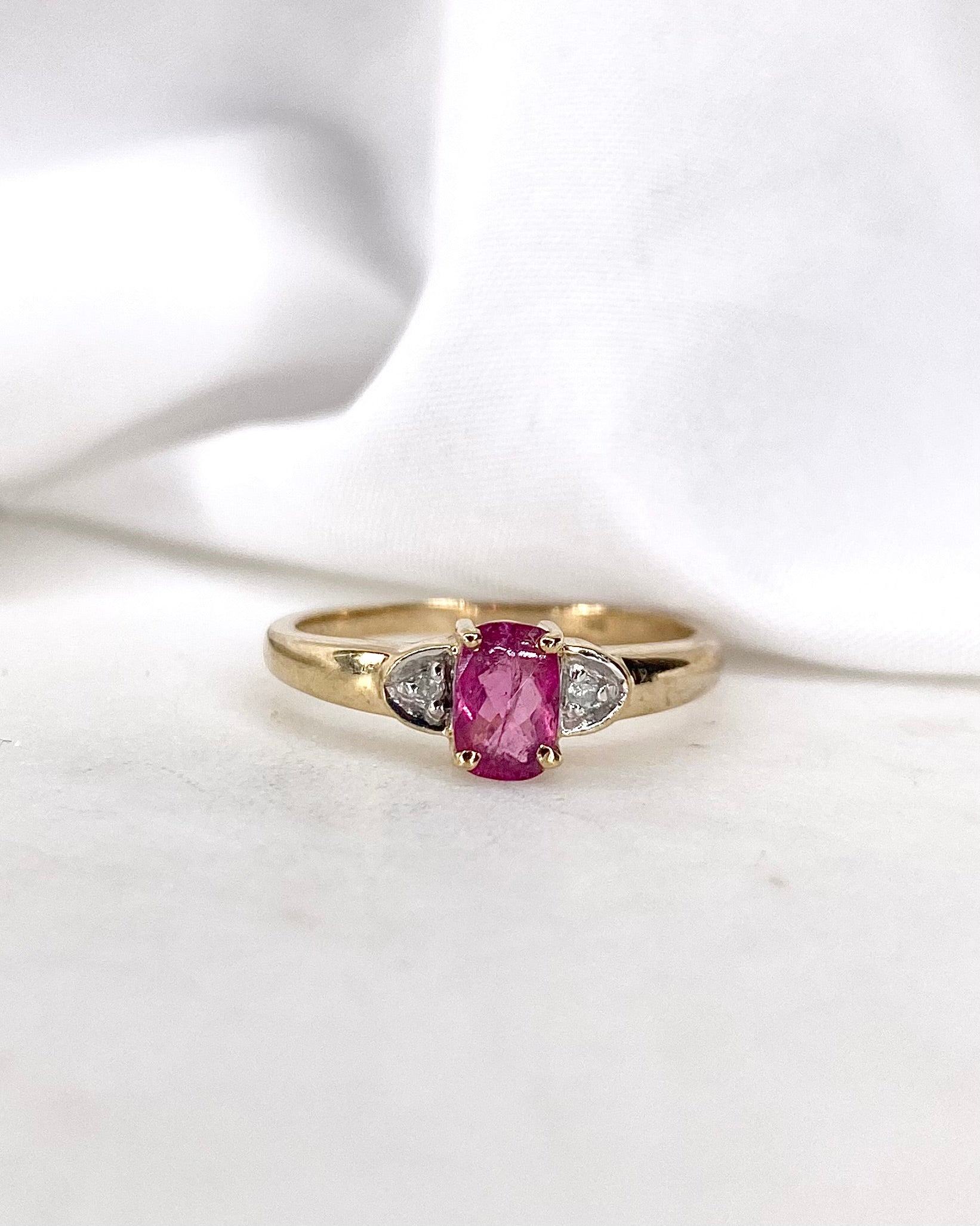 Bague Trilogie Tourmaline Rose & Diamants "Judy"