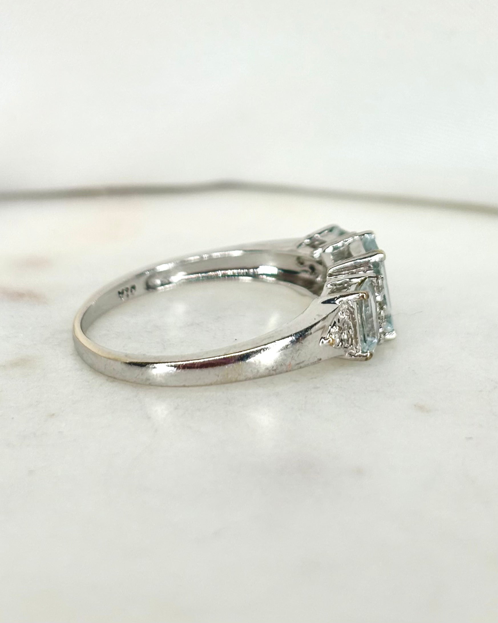 Bague Trilogie Aigues-Marines 1.40 carat & Diamants "Axelle"