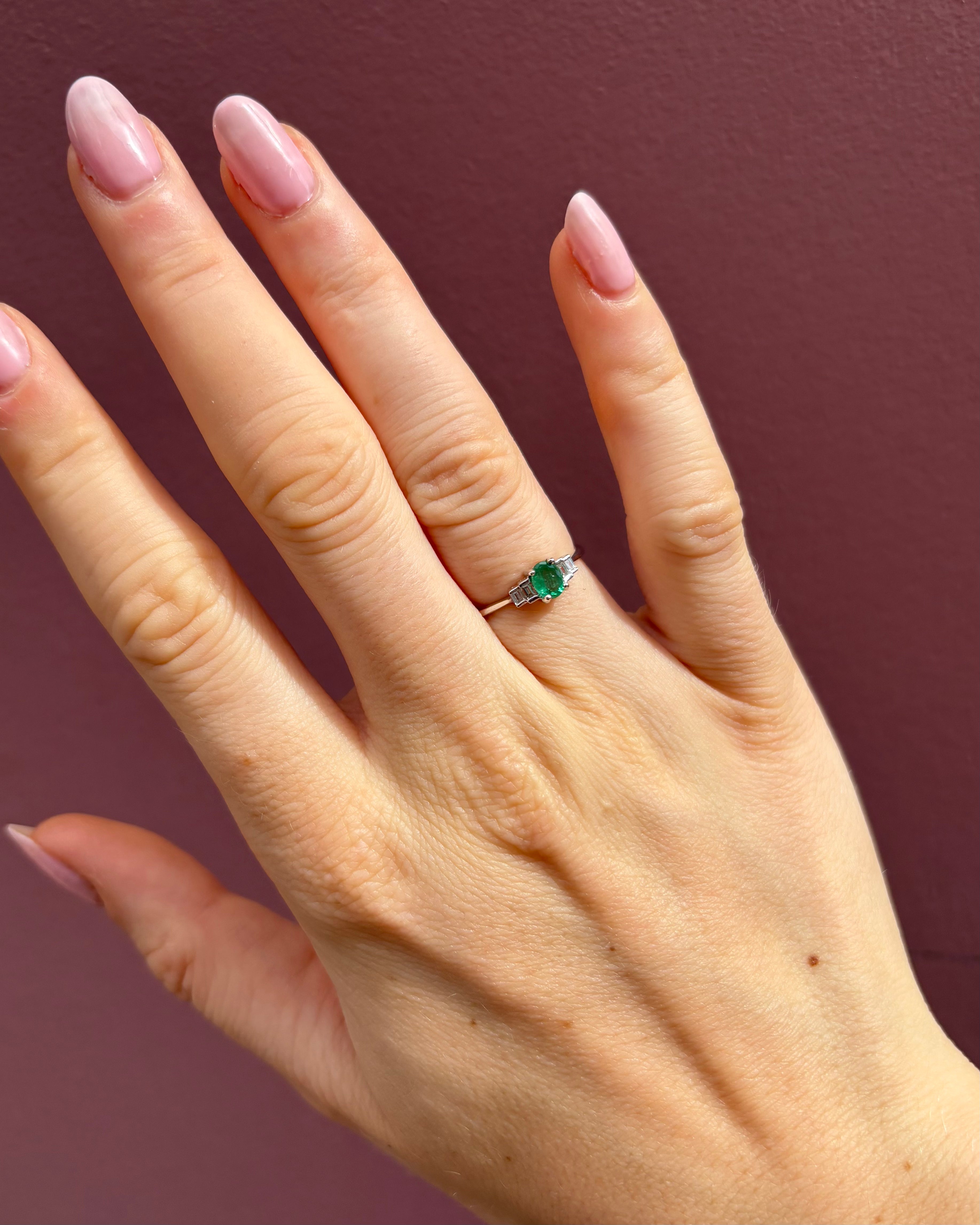 Bague Trilogie Émeraude & 4 Diamants "Melissa"