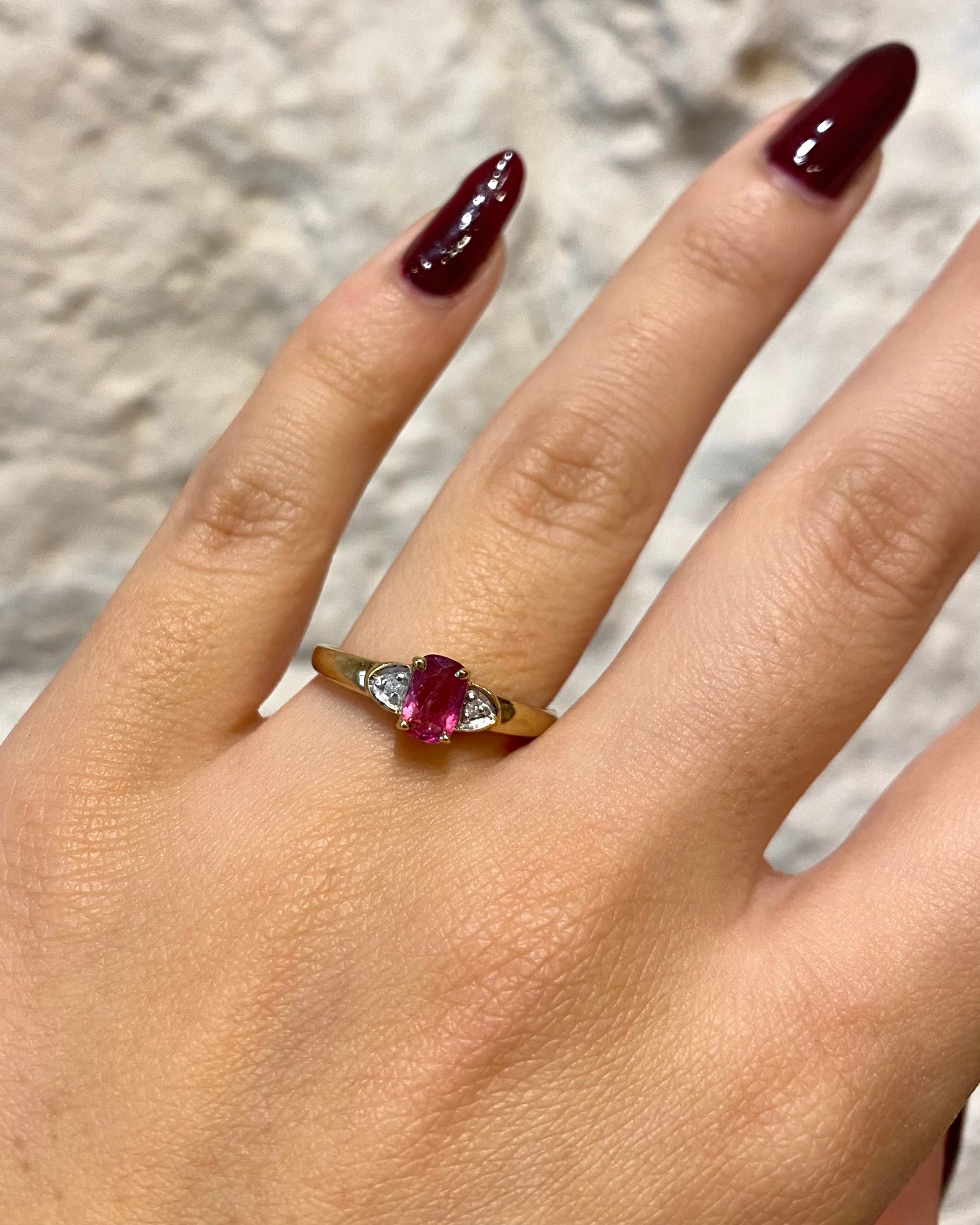 Bague Trilogie Tourmaline Rose & Diamants "Judy"