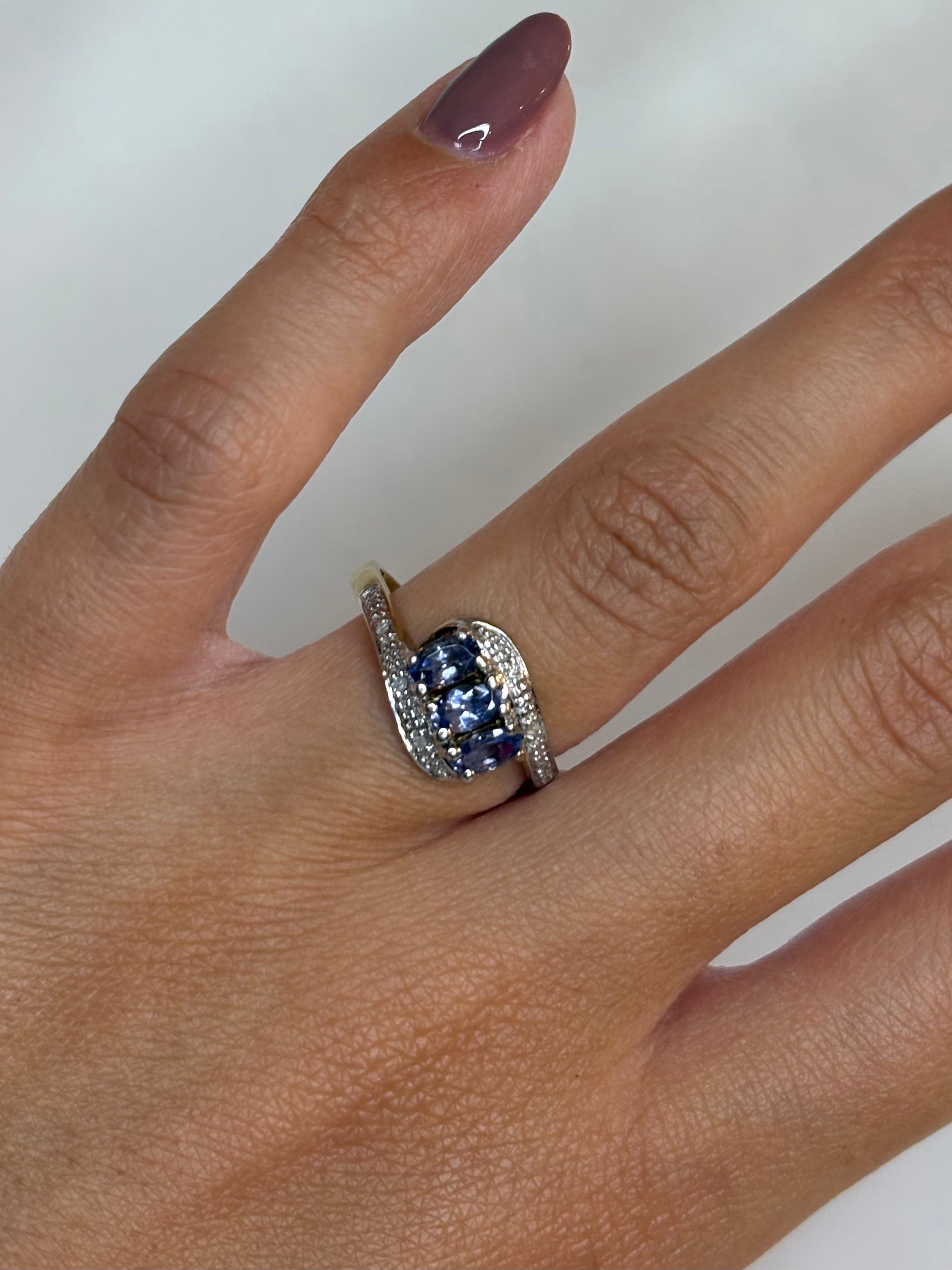 Bague Tourbillon Trilogie Tanzanites & Diamants "Eda"