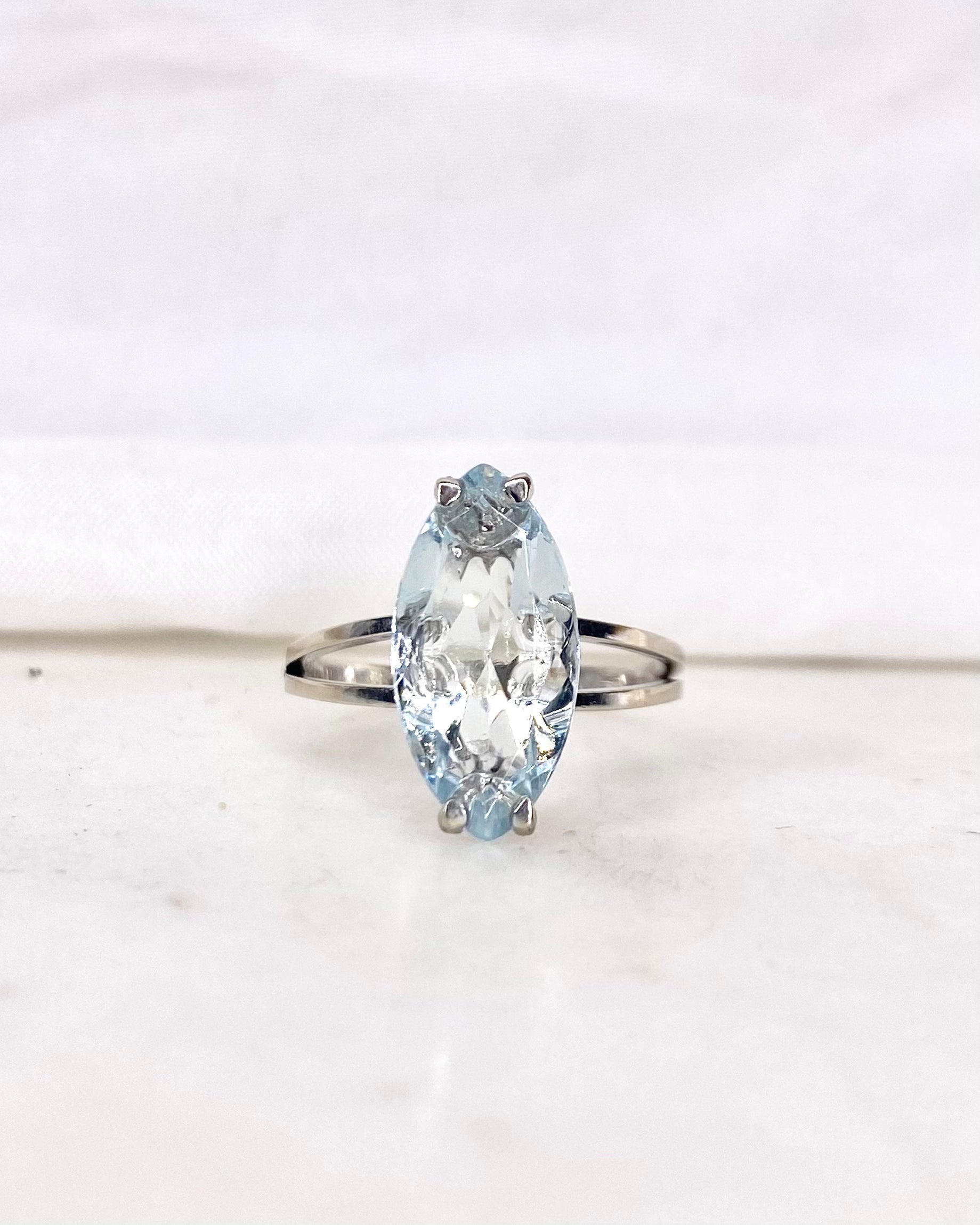 Bague Marquise Aigue-Marine 3 carats “Sylvie”