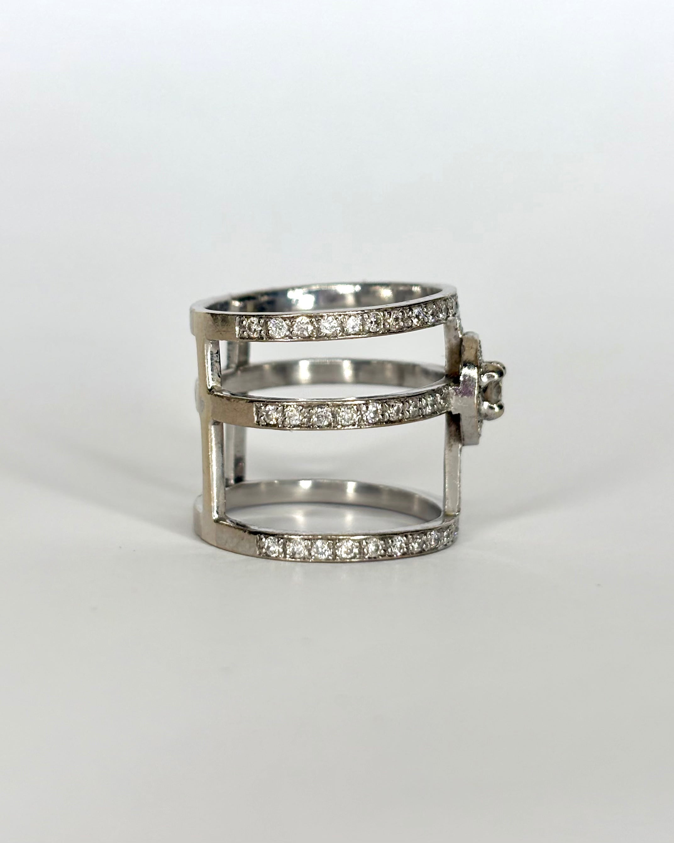 Bague Vintage Trois Anneaux 80 Diamants 0.99 ct "Mélanie"