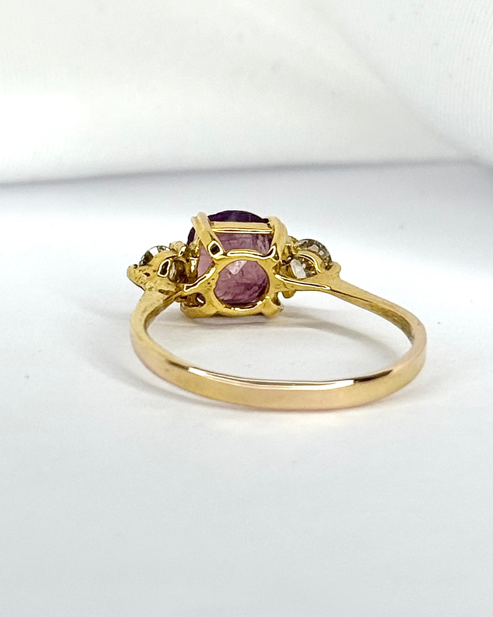 Rose Sapphire Trilogy Ring 1.46 carat & Diamonds 0.24 carat "Molly"