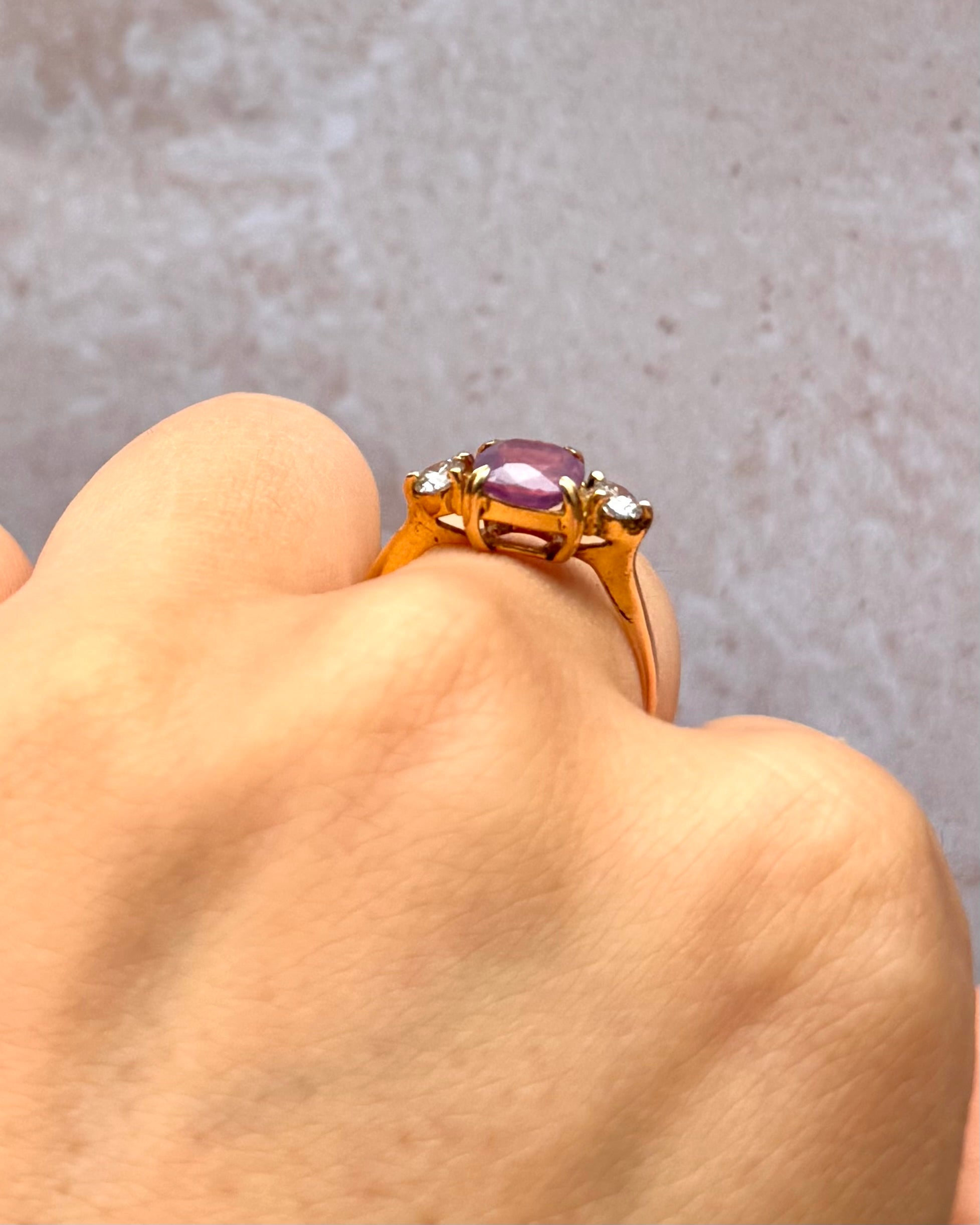 Rose Sapphire Trilogy Ring 1.46 carat & Diamonds 0.24 carat "Molly"