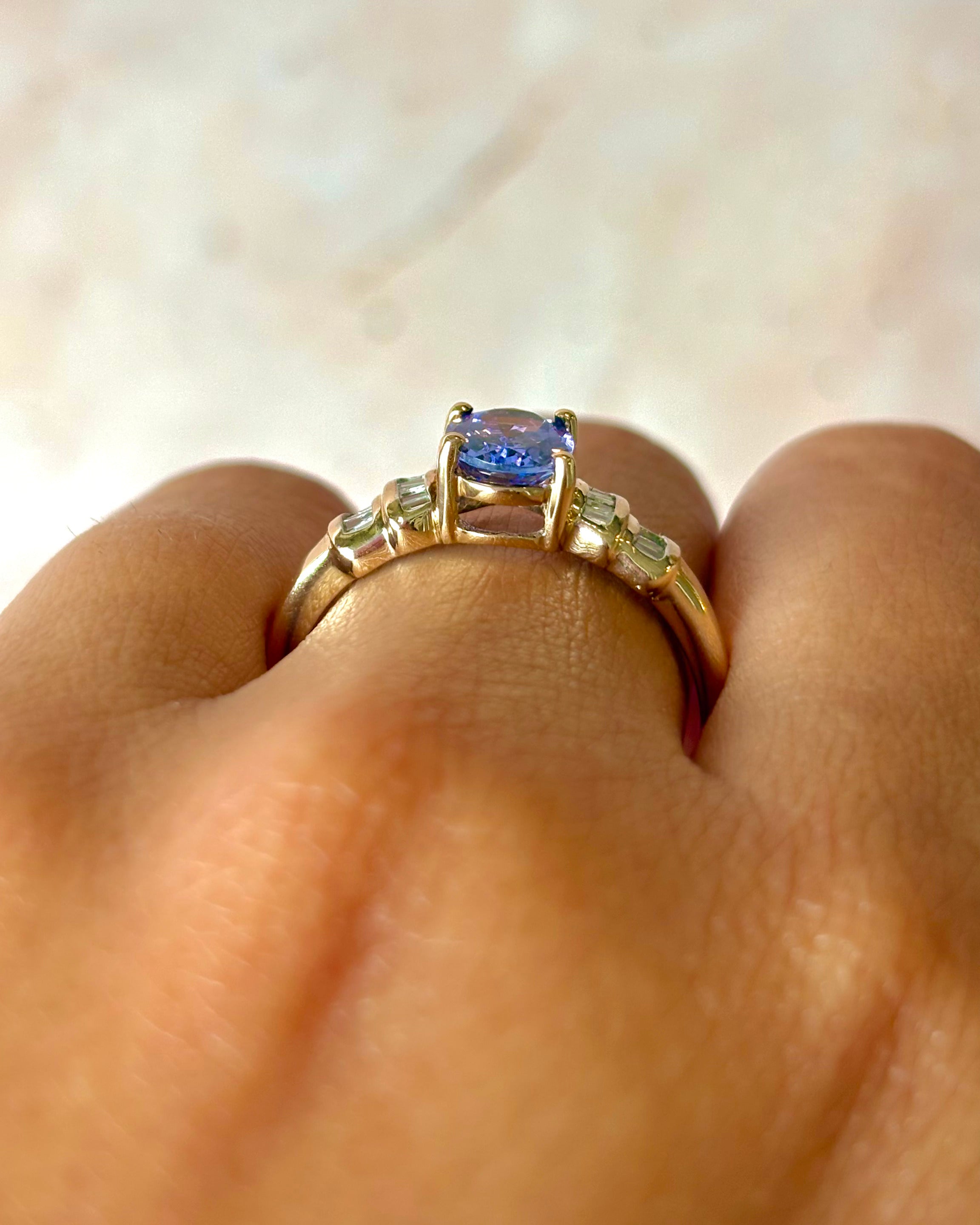 Bague Rivière Tanzanite 1.25 carat & Diamants "Laura"