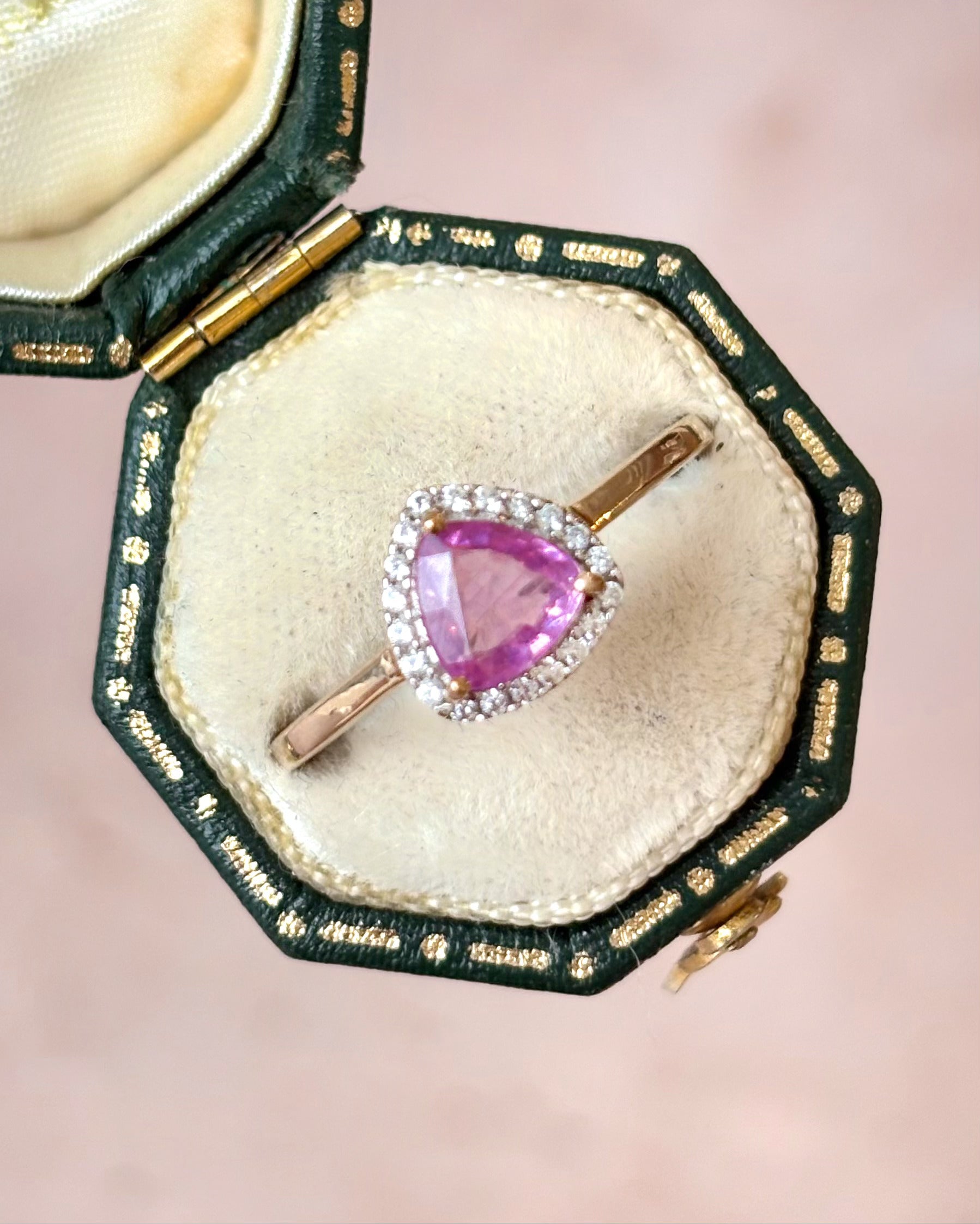 Rose Sapphire Solitaire Ring 1 Carat & Topazes "Mandy"