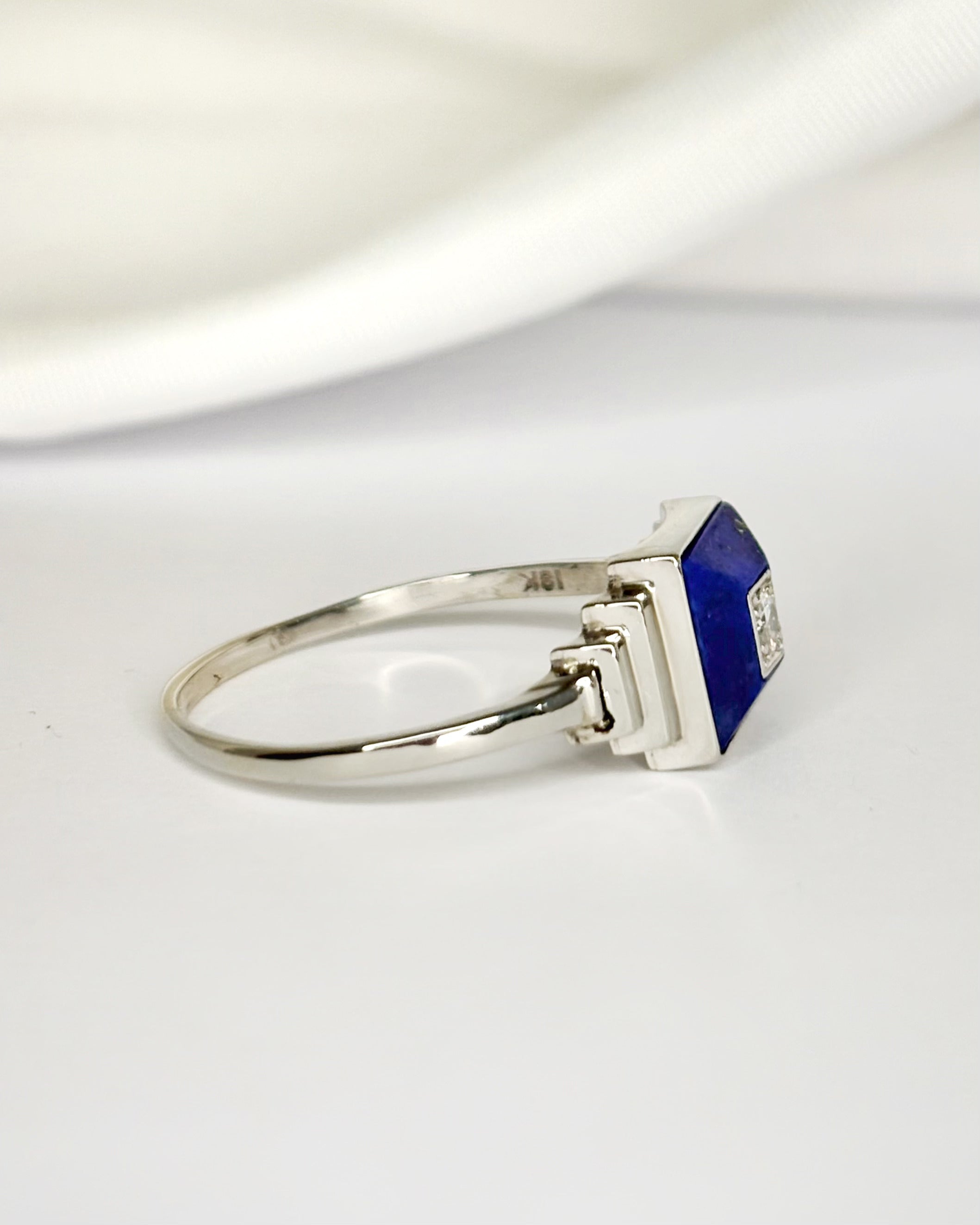 Art Deco Lapis Lazuli & Diamond Ring "Lalie"