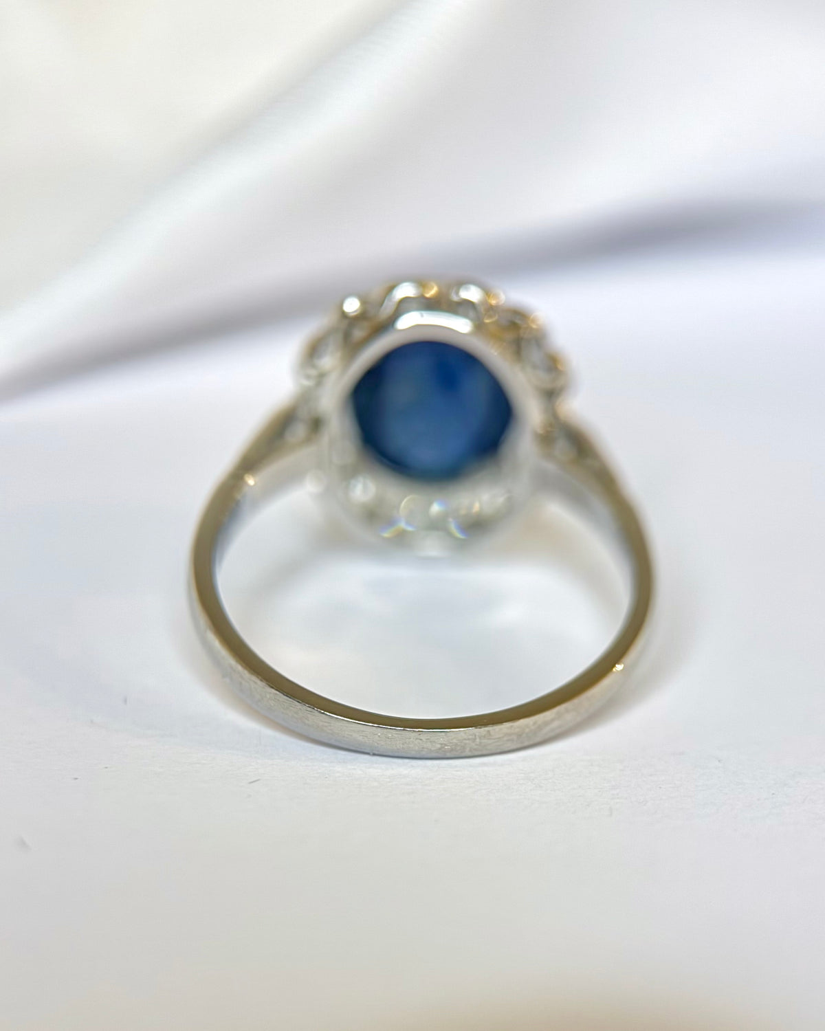 “Patricia” Marguerite ring with a 5.25-carat cabochon sapphire and 0.42-carat diamonds