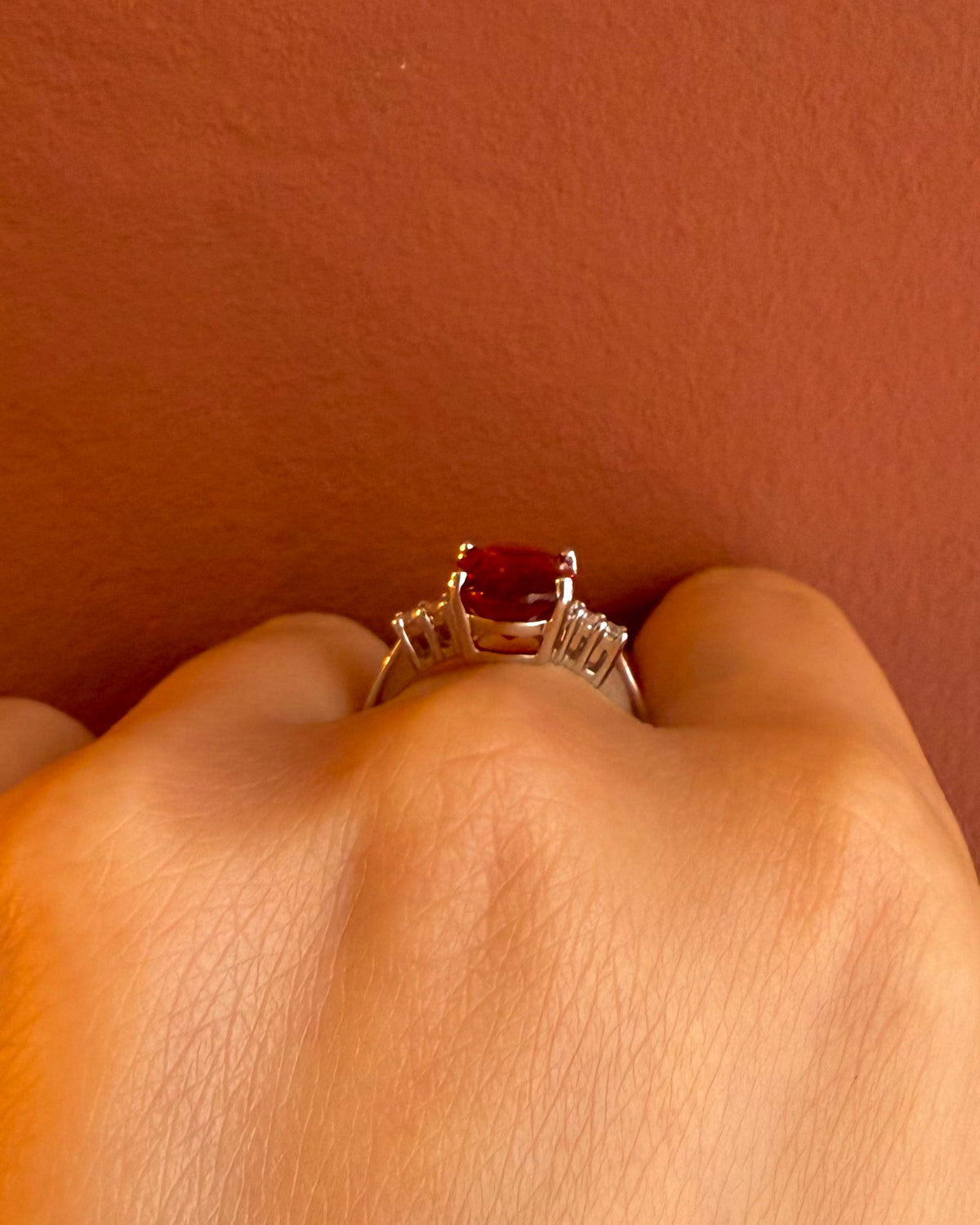 1.61-carat Fire Opal & Diamond Trilogy Ring "Mégane"