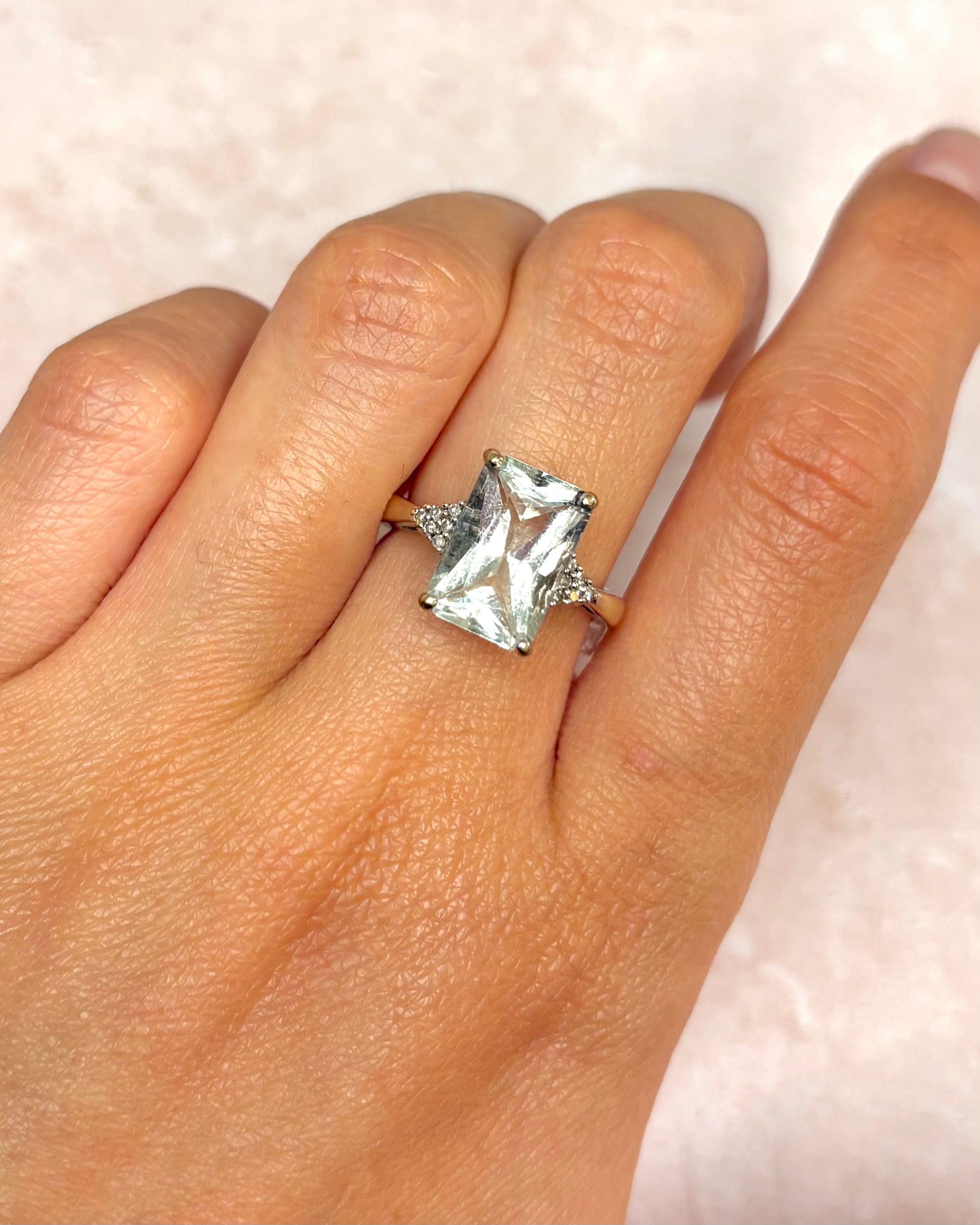 Bague Trilogie Cocktail Prasiolite 4.25 carats & Diamants "Lina"