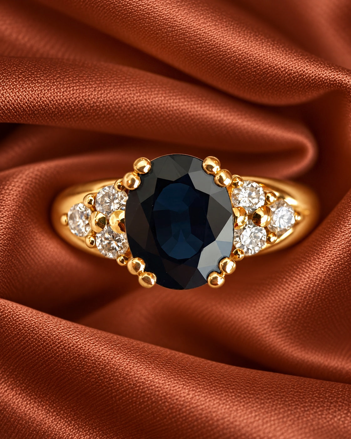Bague Trilogie Saphir 3.50 carats & Diamants 0.42 carat 5.88g "Cécilia"