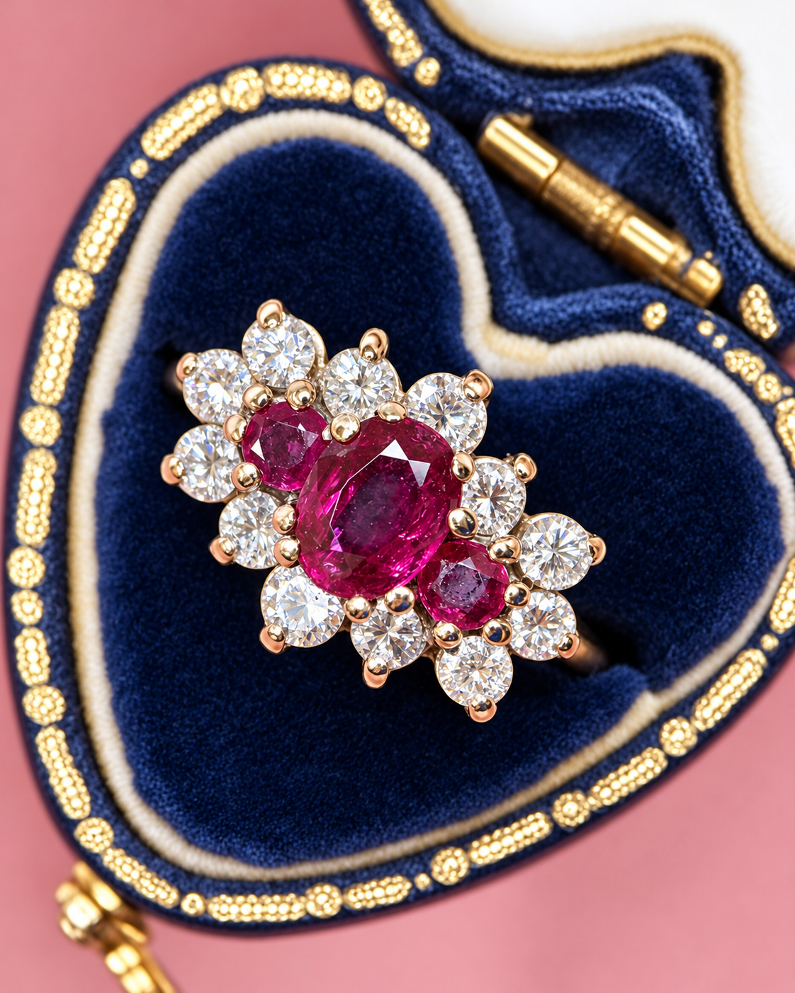“Ysée” Marguerite Trilogy Ring with 1.14-carat Rubies & 0.72-carat Diamonds