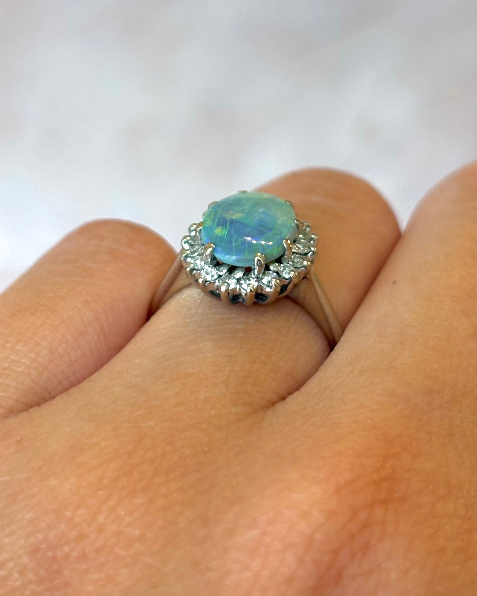 Bague Marguerite Opale 1.17 carat & Diamants "Eve"