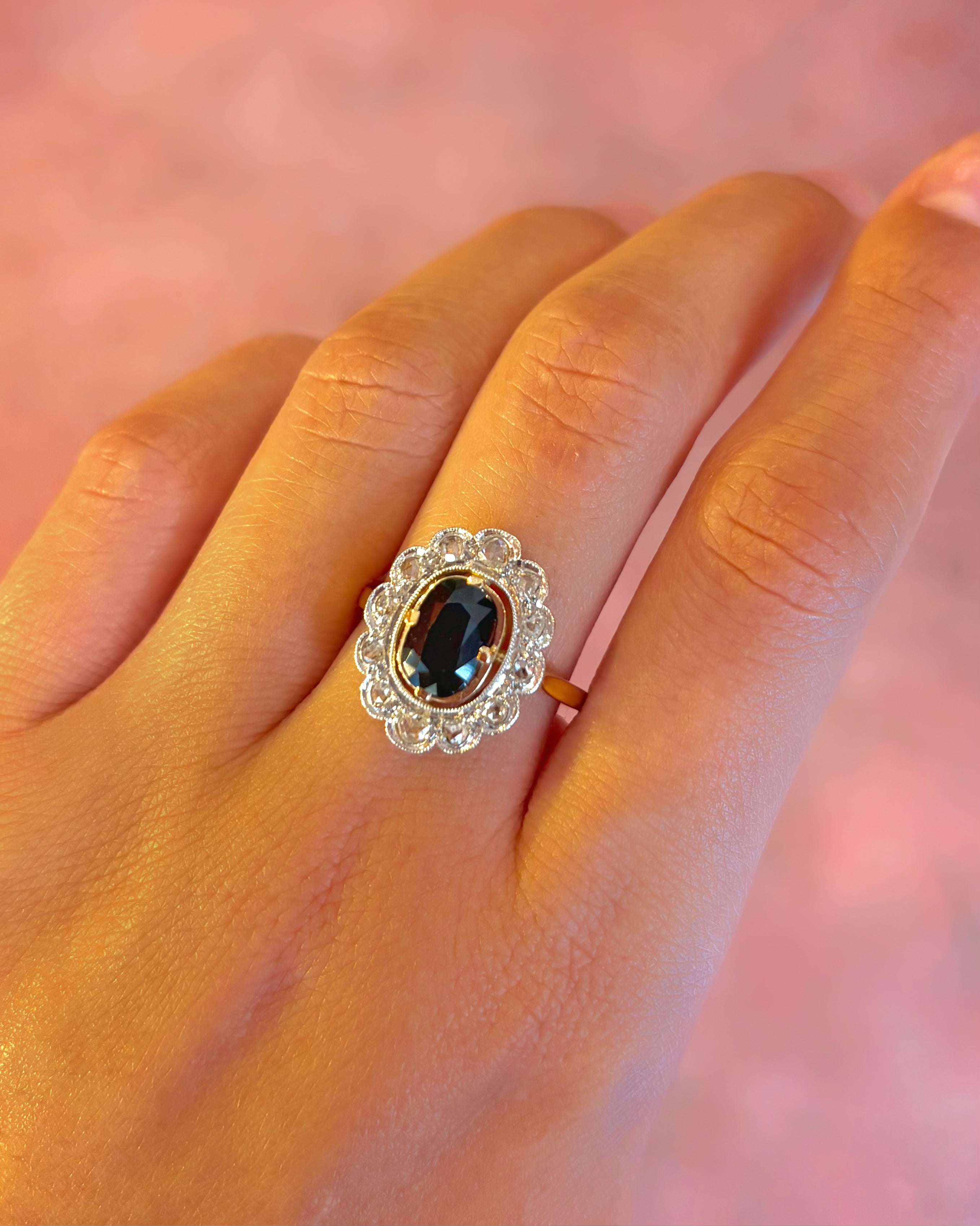 “Nastasia” 1.70-carat Sapphire & 0.43-carat Diamond Marguerite Ring