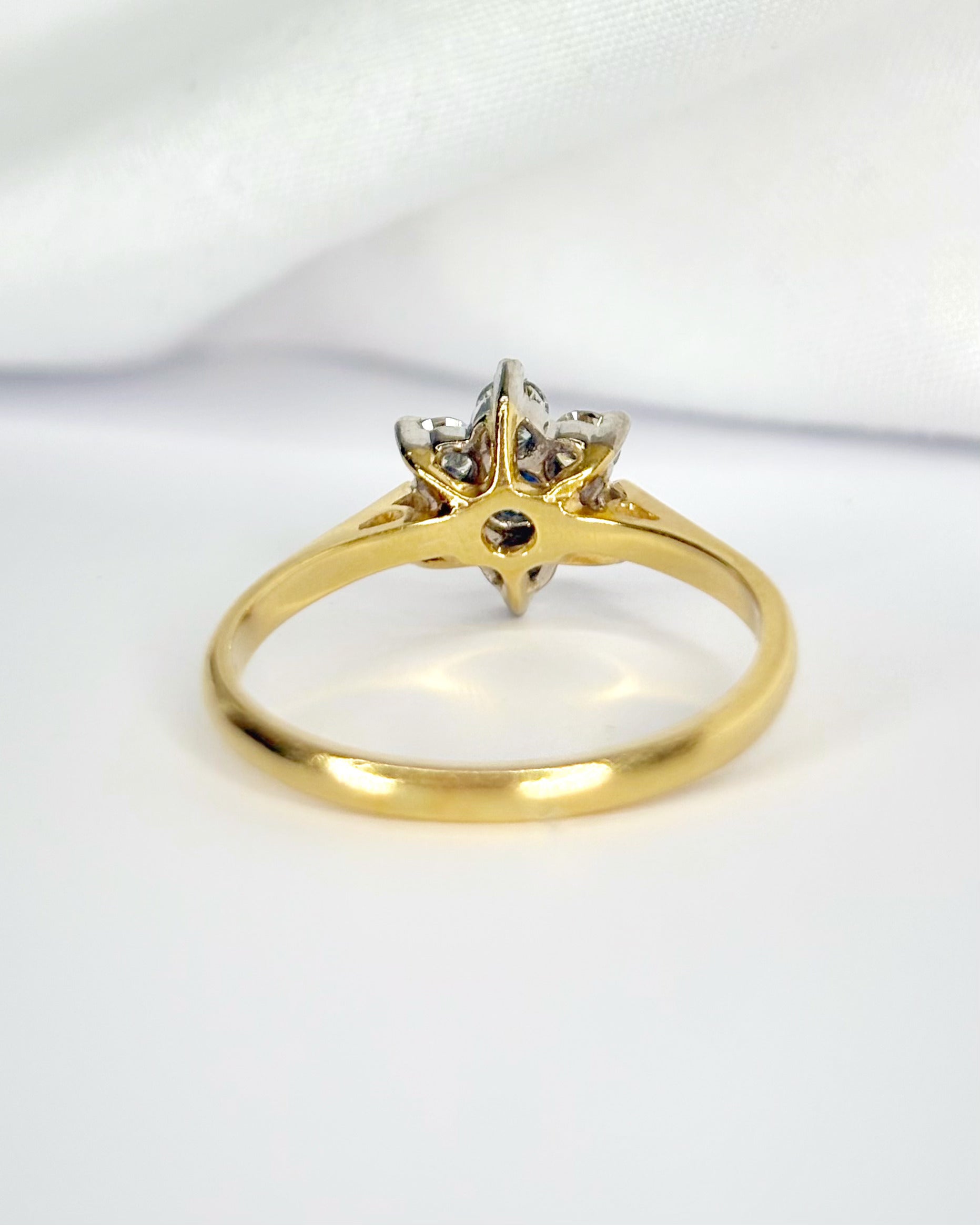 “Elvira” Sapphire & Diamond Daisy Ring, 0.35 carat
