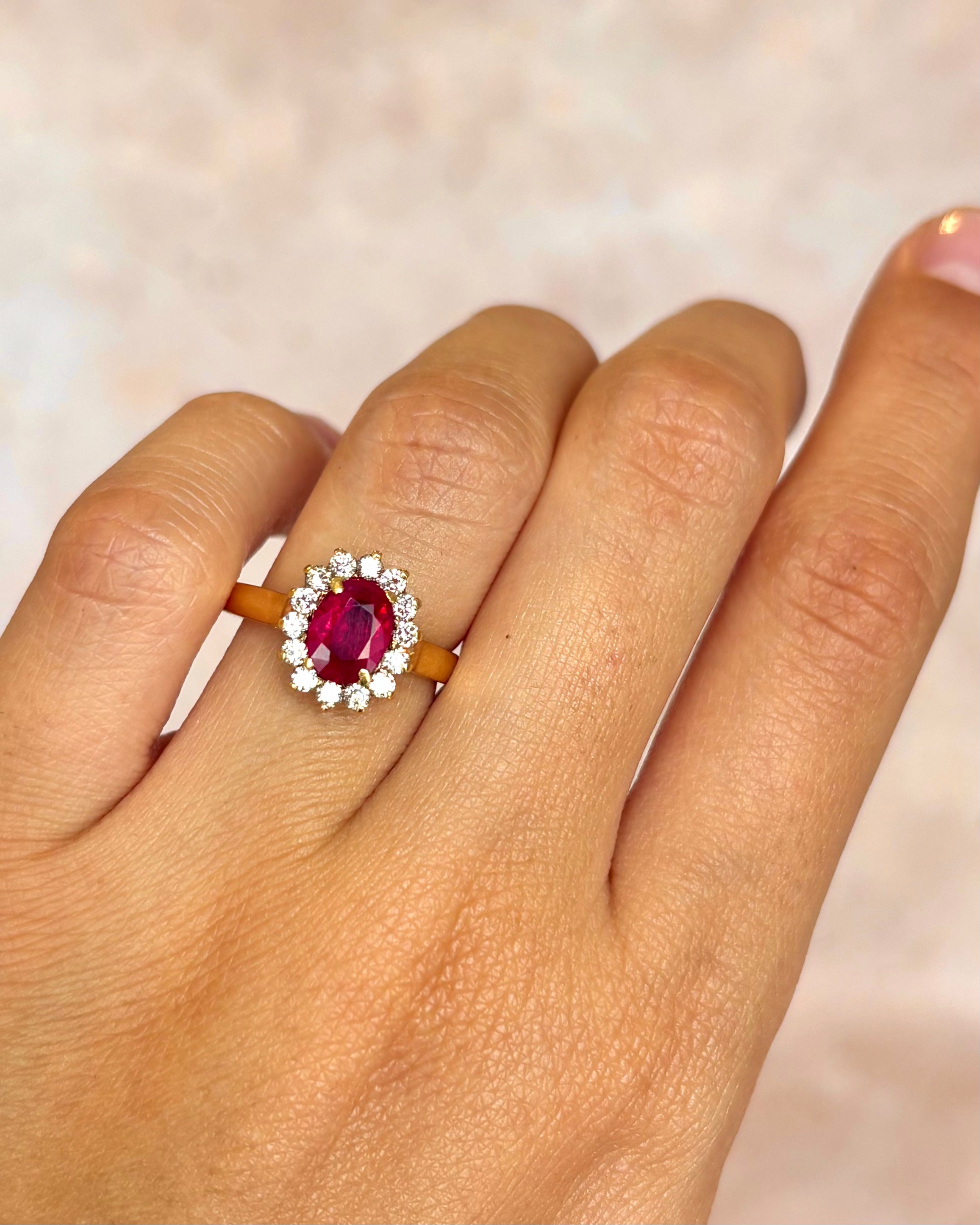 “Synthia” 1-carat Ruby & 0.28-carat Diamond Daisy Ring