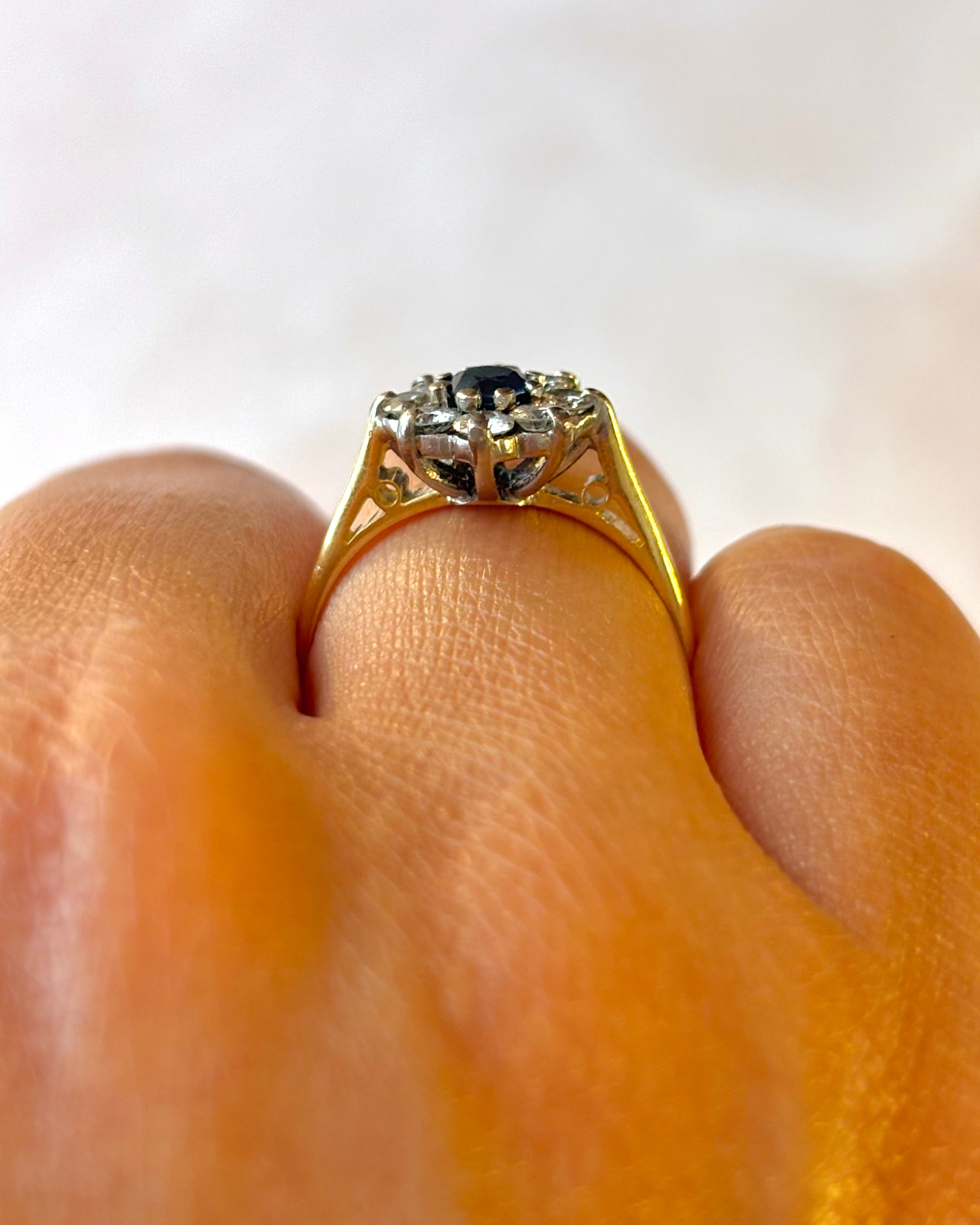 "Elena" Marguerite Ring with 0.22 Carat Sapphire & 0.32 Carat Diamonds