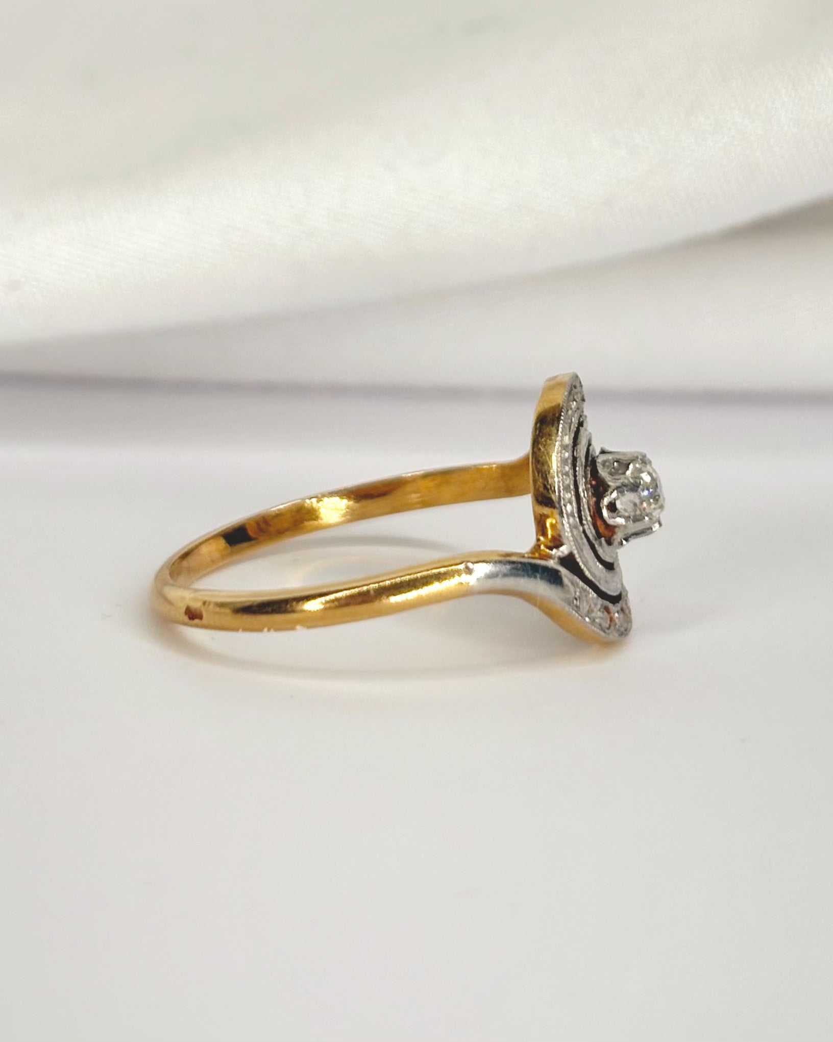 Art Nouveau Style Tourbillon Diamond Ring "Clémence"