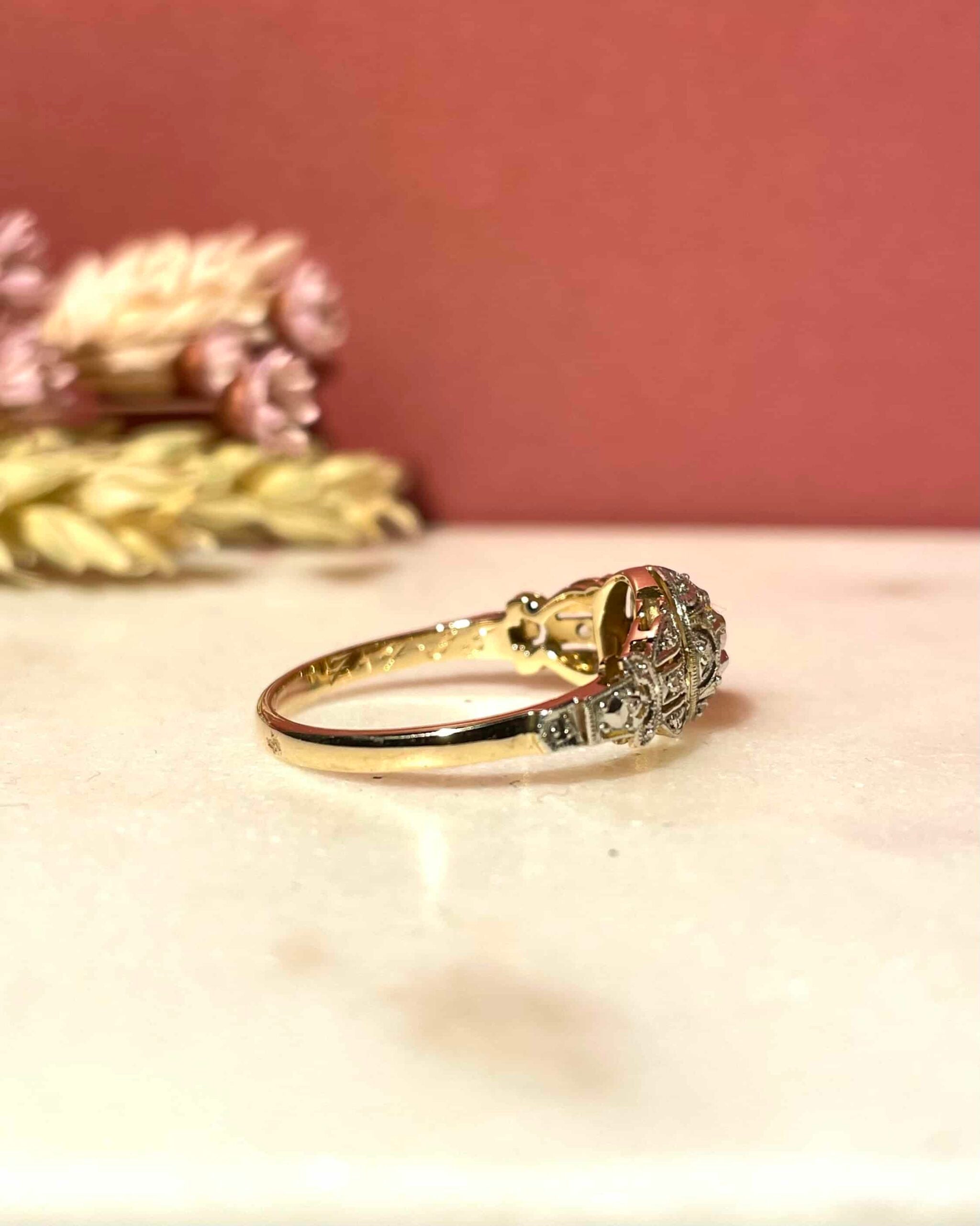 Bague vintage Art-Déco 7 Diamants "Santa"