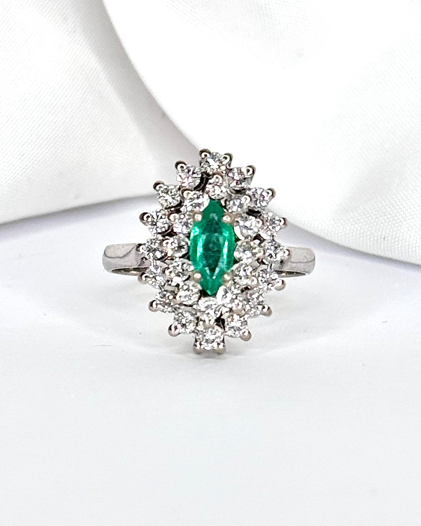 Emerald Daisy Ring 0.35 Carat & Diamonds 0.72 Carat "Laurie"