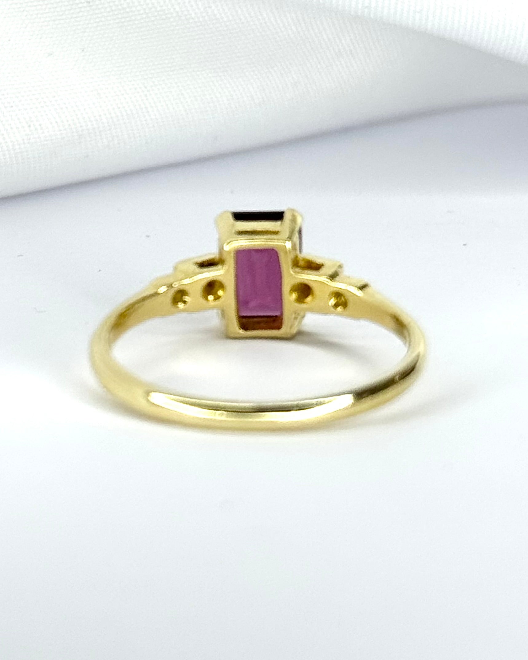 Solitaire Garnet Ring 1.15 Carat & Diamonds "Irena"