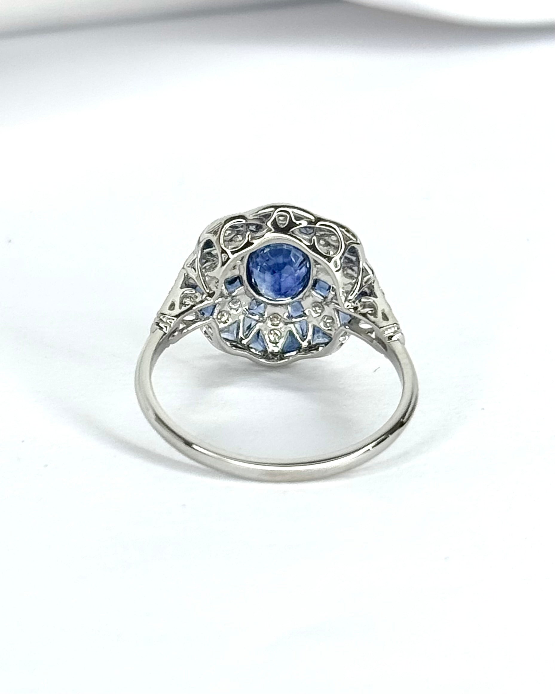 Art Deco Style Ring with Sapphires & Diamonds "Poseidon"