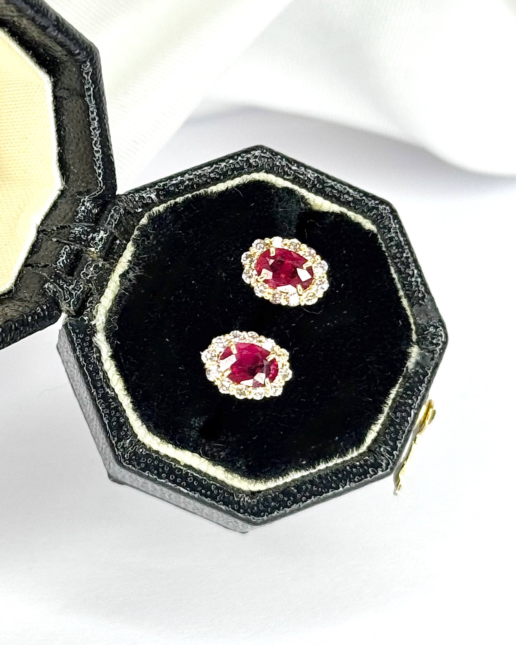 Ruby Stud Earrings 0.50 Carat & Diamonds "Cyrielle"