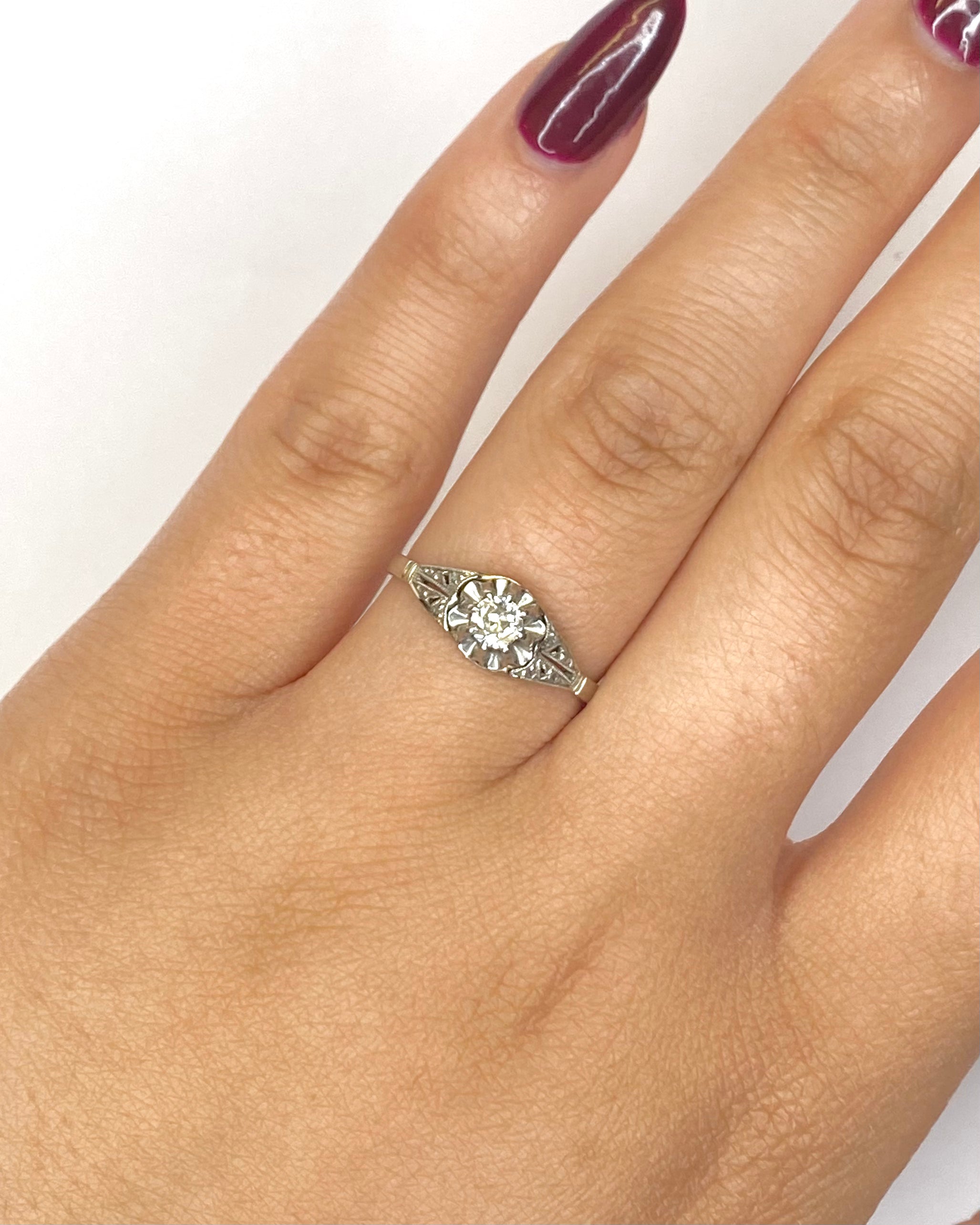 Bague Art-Déco Diamants 0.21 carat "Guillia" - Elliade Paris