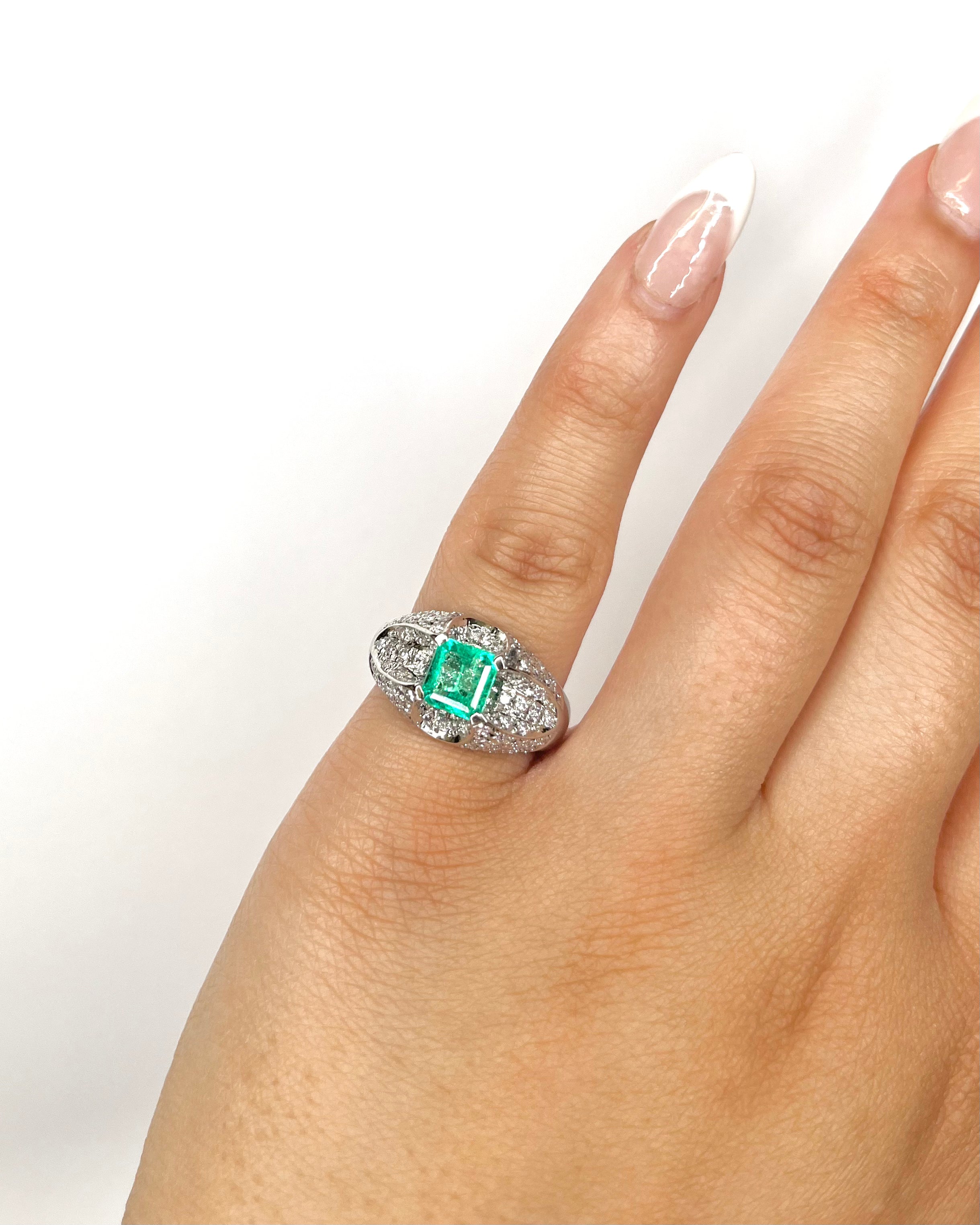 Emerald & Diamond Bangle Ring "Emy"