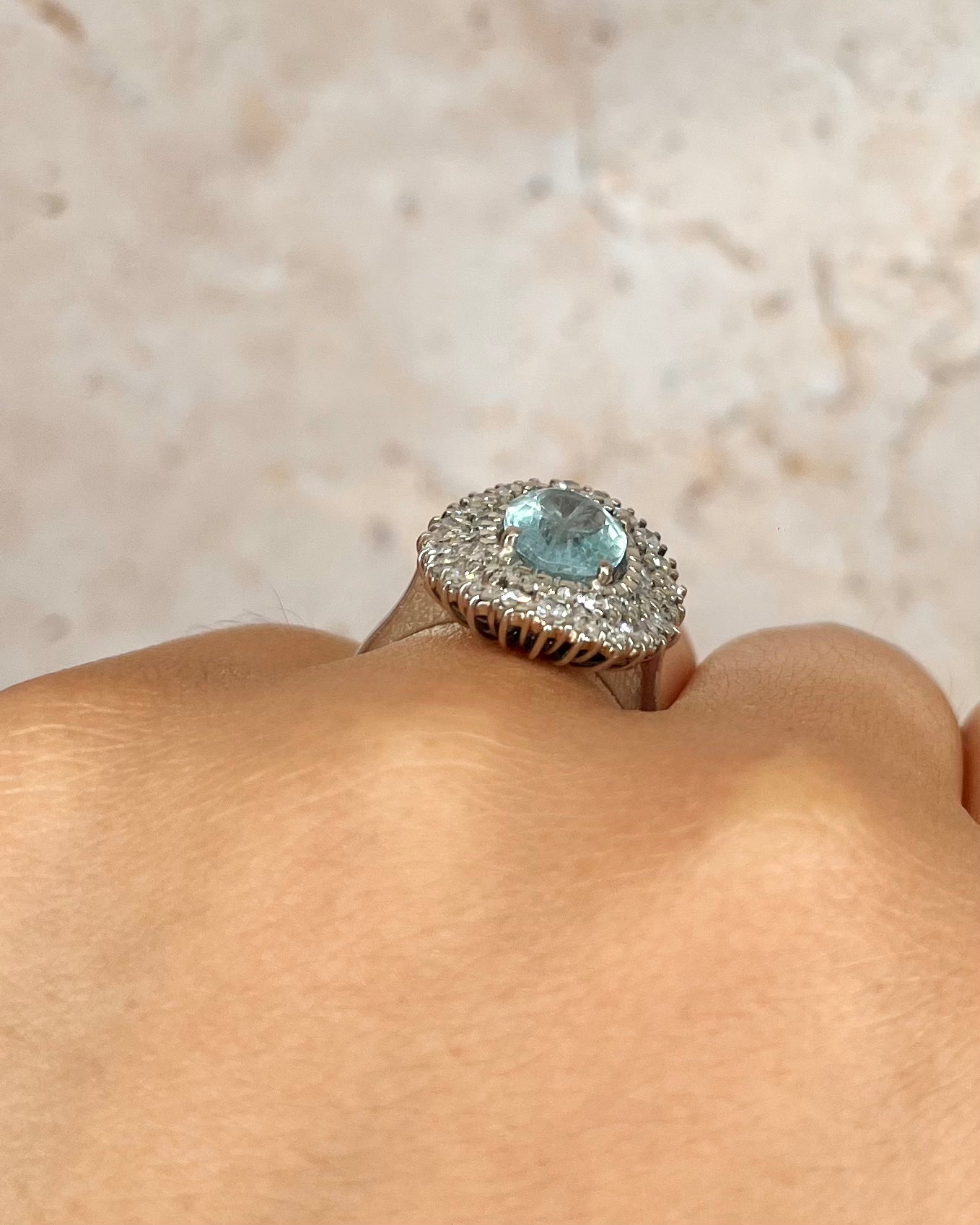 Marguerite Aquamarine 1.60 Carat & Diamonds 0.96 Carat "Deva" Ring