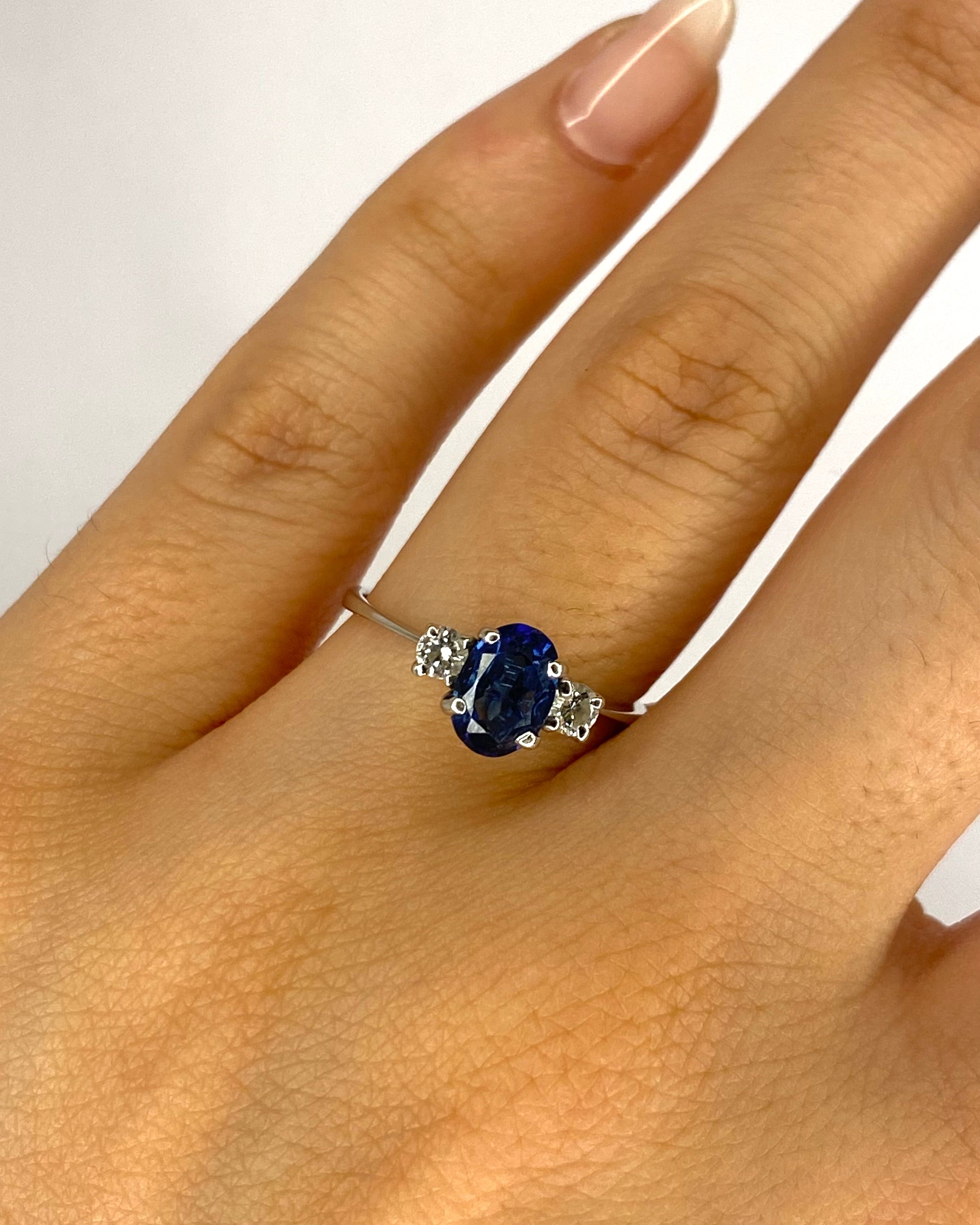 Bague Trilogie Saphir 1 carat & Diamants "Clélia" - Elliade Paris