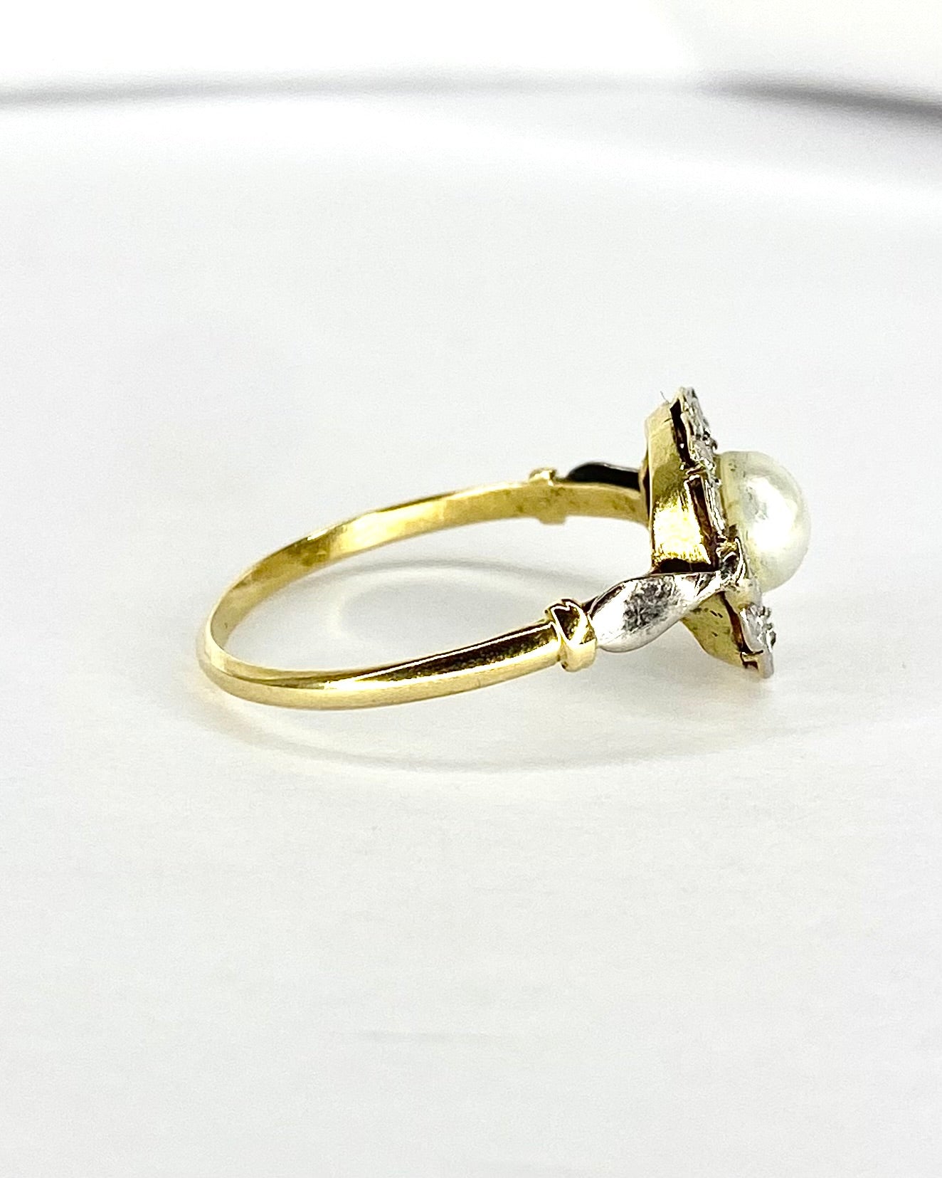 Art Nouveau Pearl & Diamond Ring "Blanche"