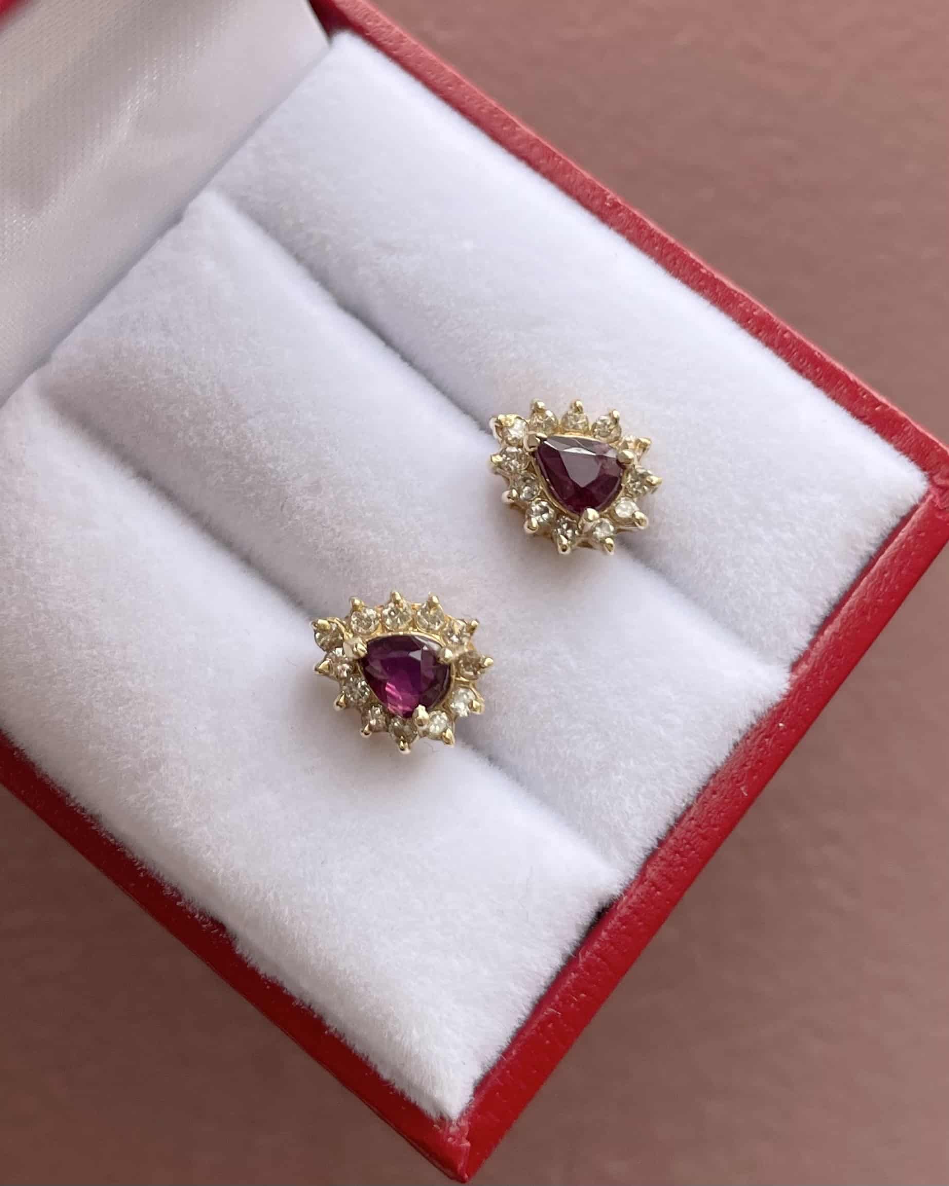 Boucles Marguerites Rubis 0.65 Carat & 24 Diamants "Lili "
