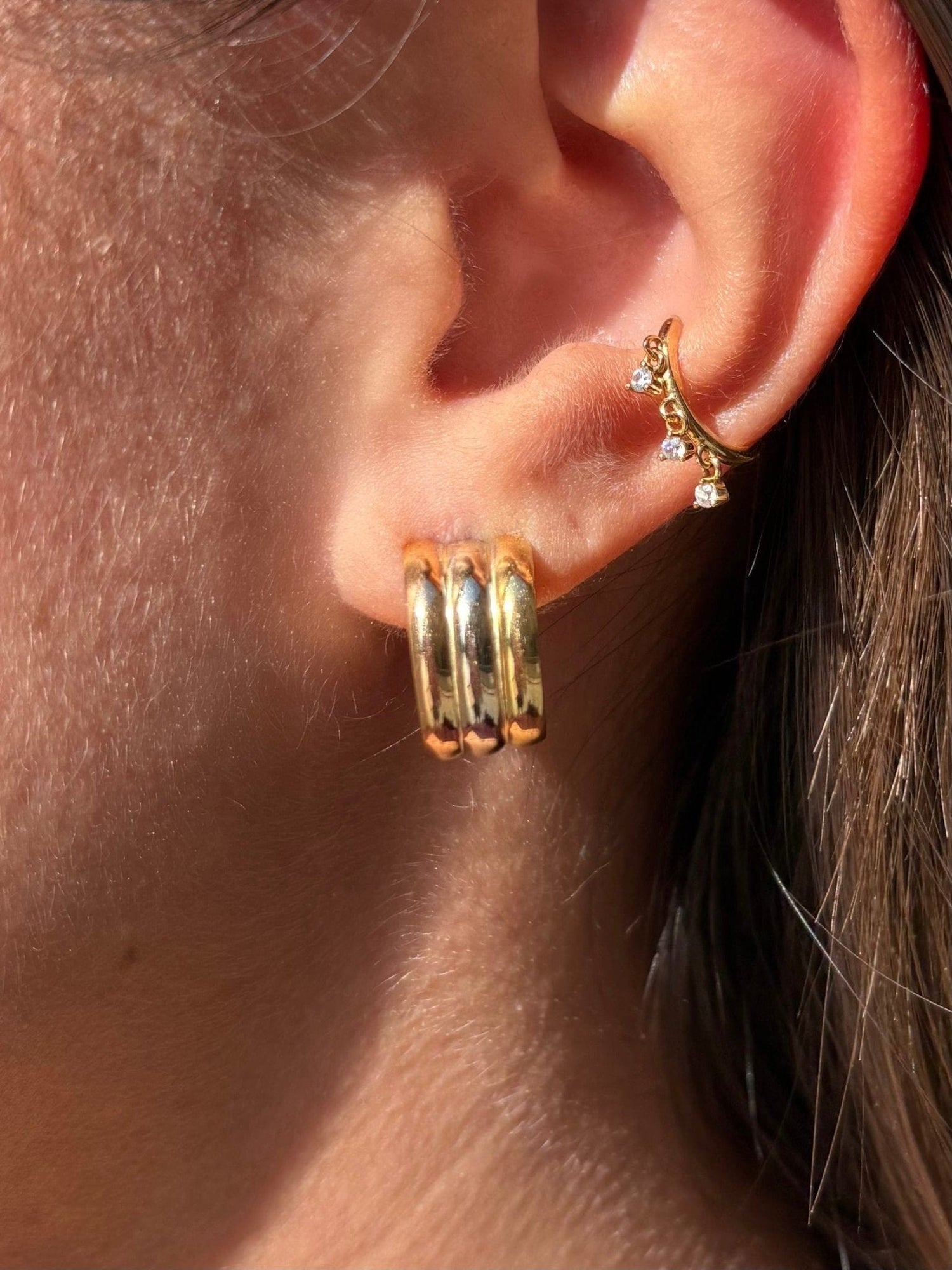 Boucles Créoles 3 Ors "Ophélia" - Elliade Paris
