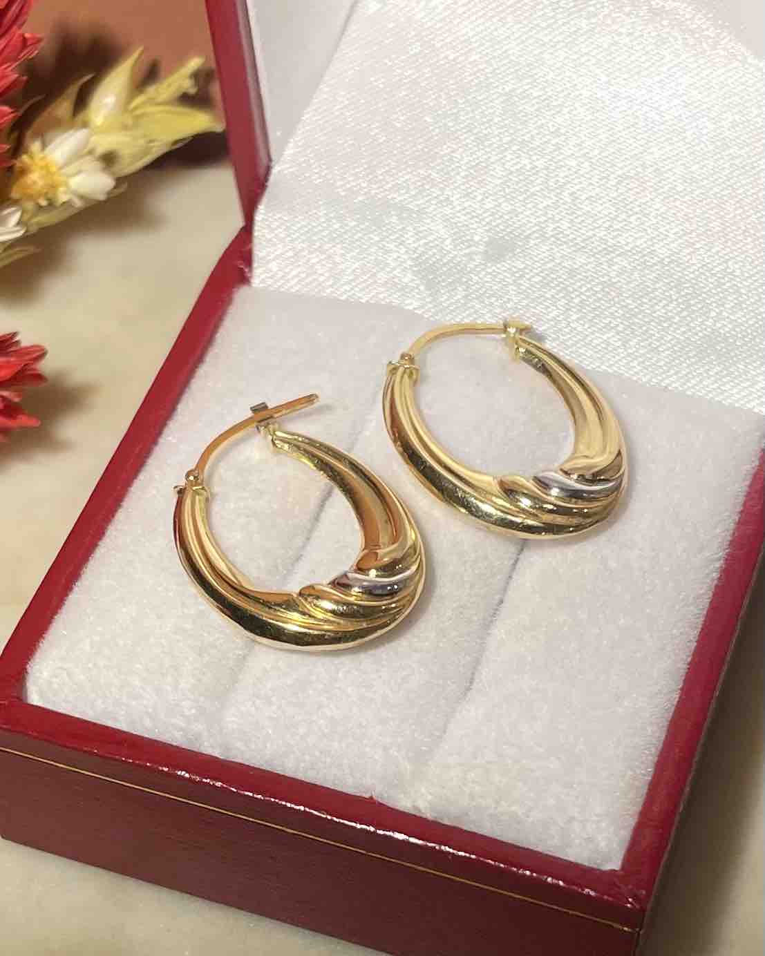 Vintage "Liam" Two-Tone Gold Twisted Hoop Earrings