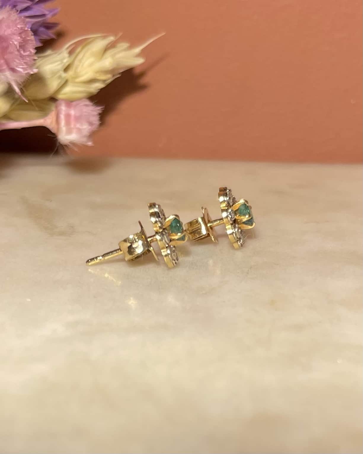 "Viridis" Emerald & Diamond Daisy Earrings