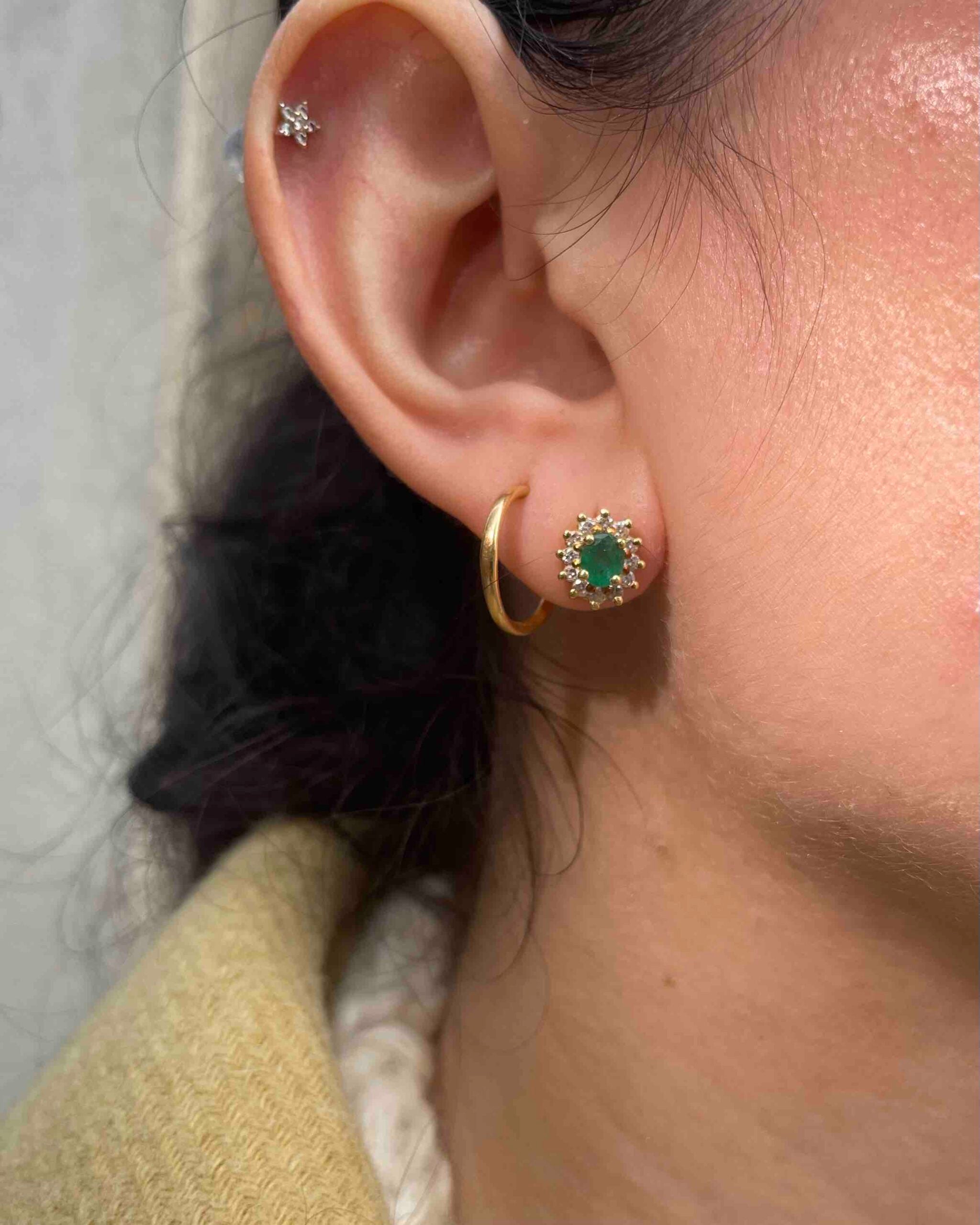 "Valeria" Emerald & Diamond Daisy Earrings