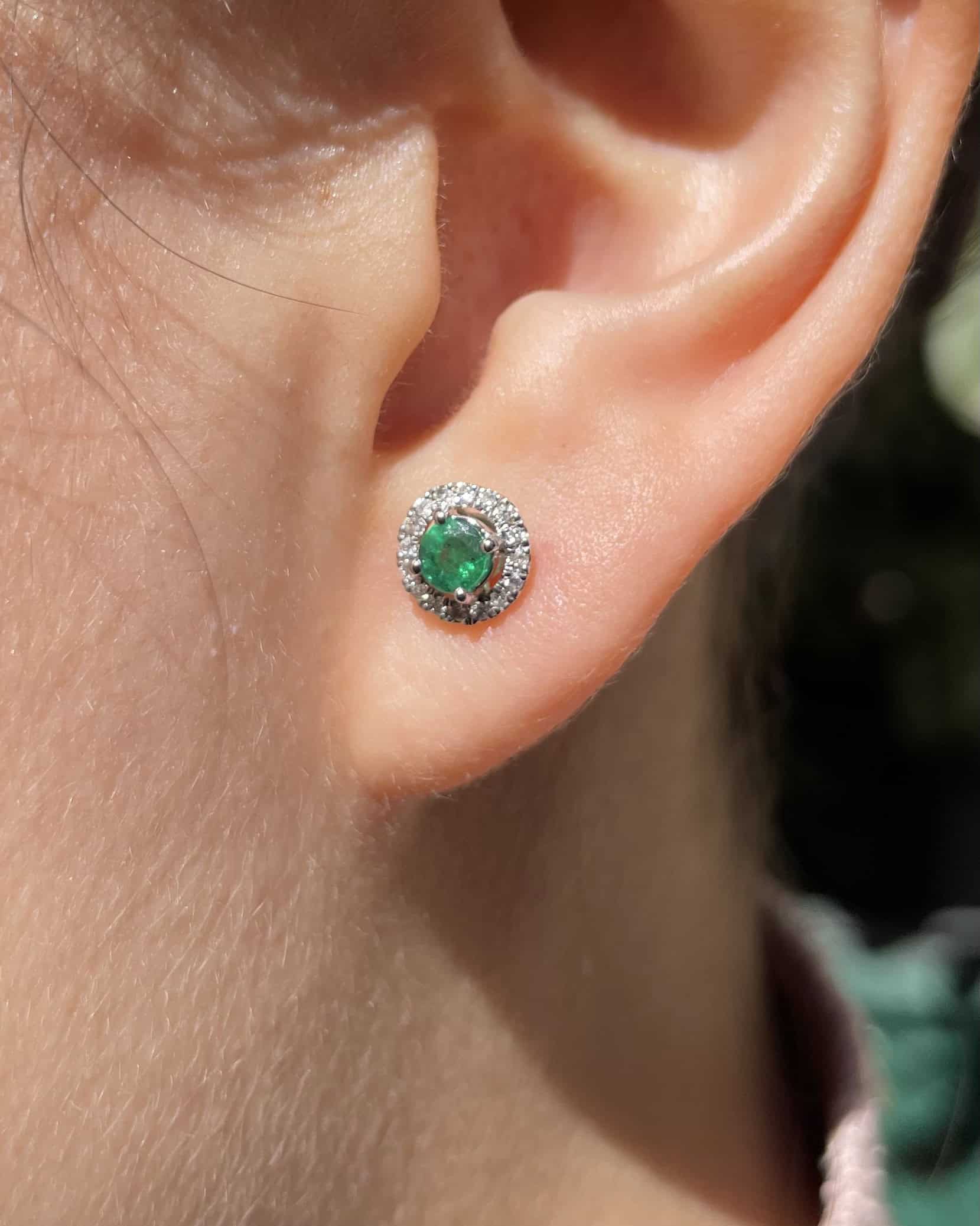 "Neriah" Emerald & Diamond Daisy Earrings