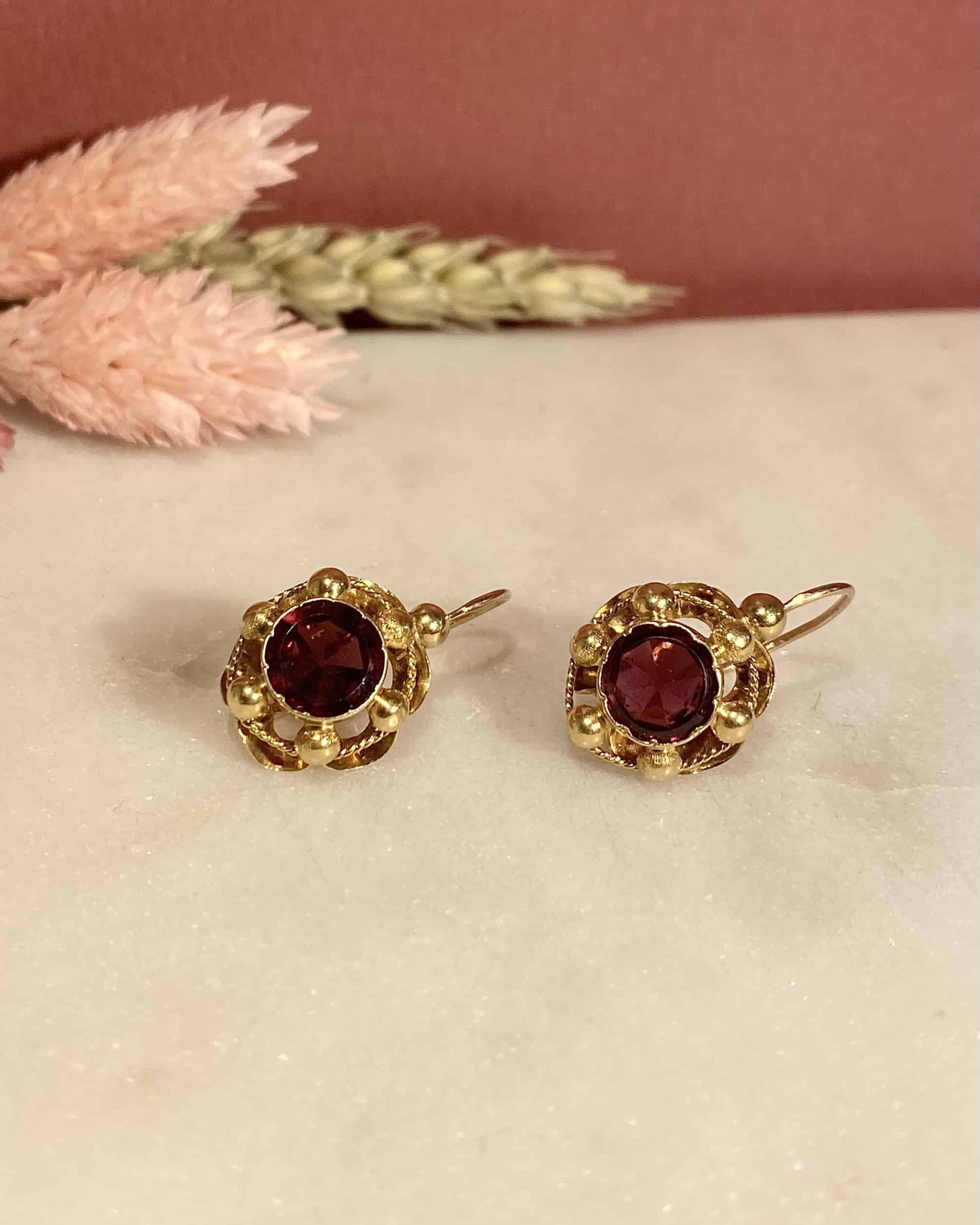 Dormeuses Vintage Grenats 2.40 carats "Dahlia"