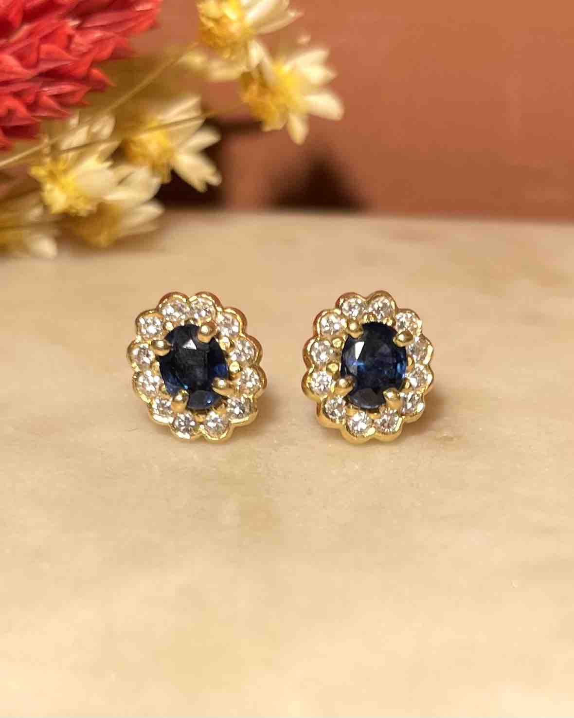 "Donatella" Sapphire & Diamond Daisy Earrings
